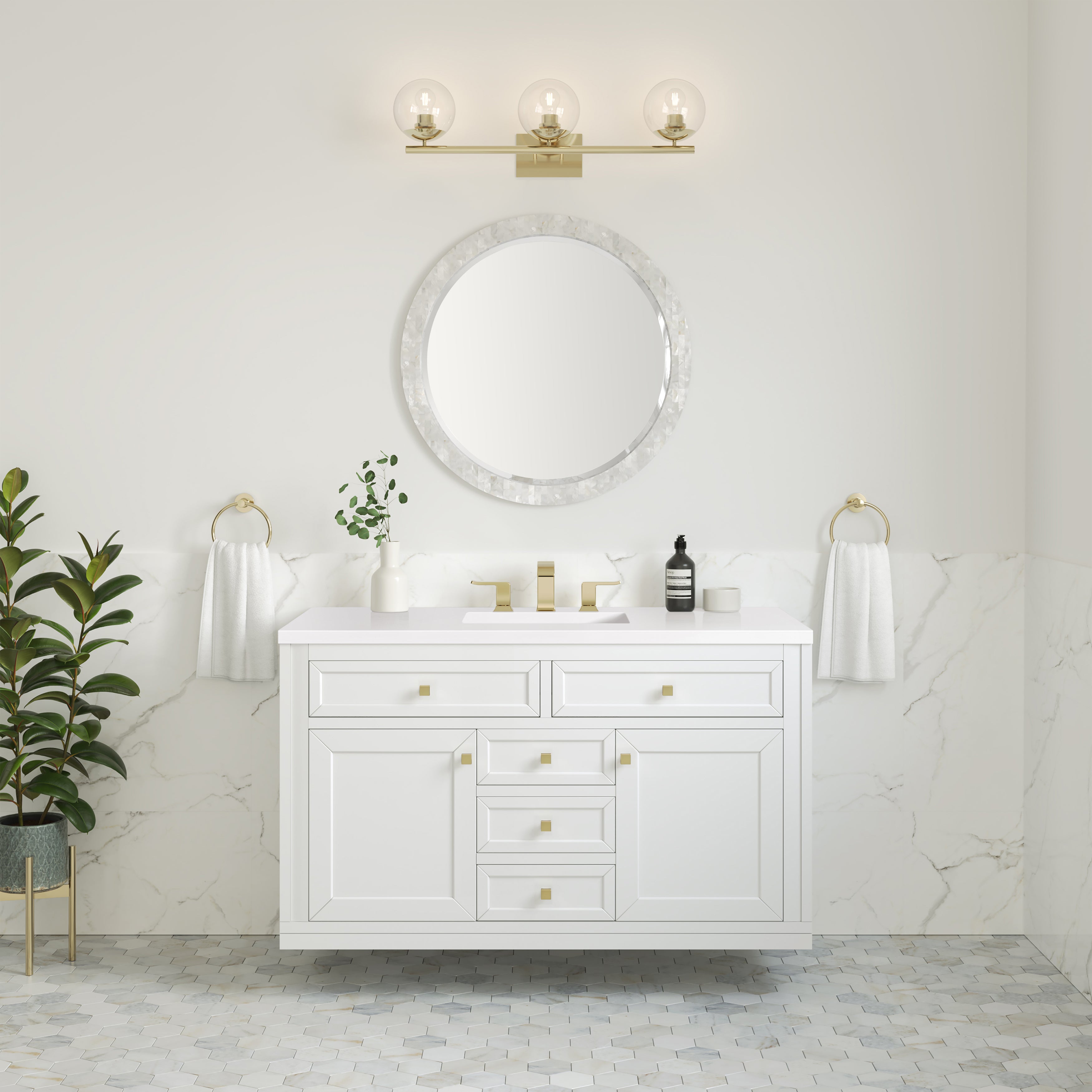 James Martin Chicago 48" Single Vanity in Glossy White with 3cm Countertop