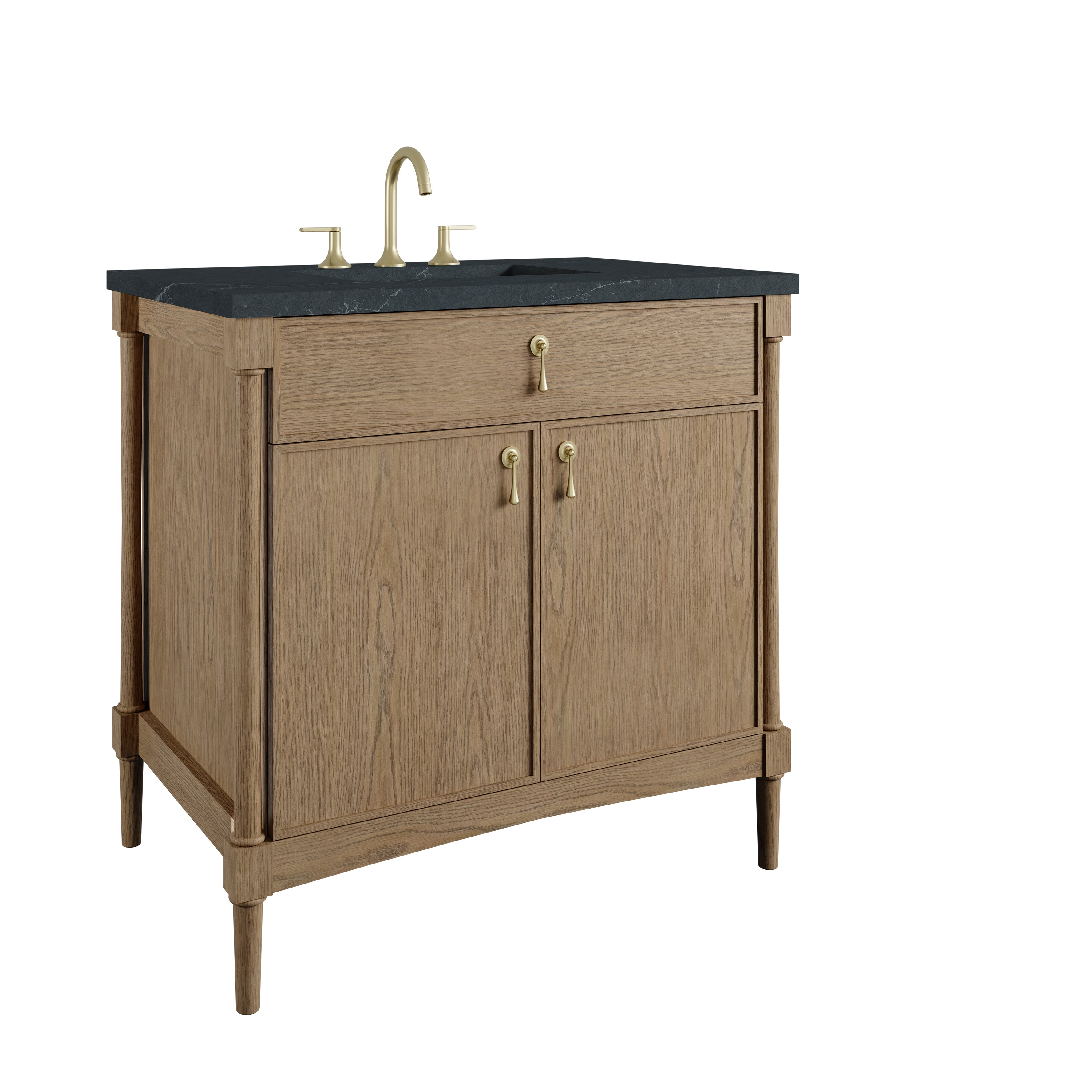 James Martin Kinnsden 36" Single Vanity in Weathered Oak with 3cm Countertop