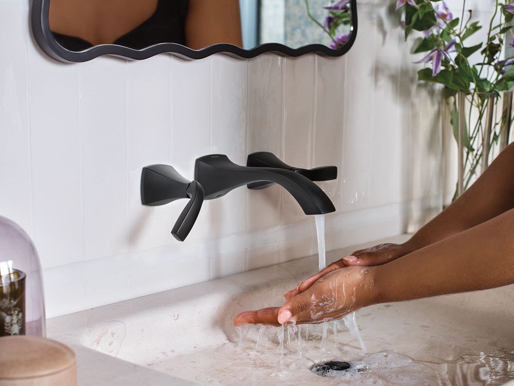 Voss Two-Handle Wall Mount Bathroom Faucet