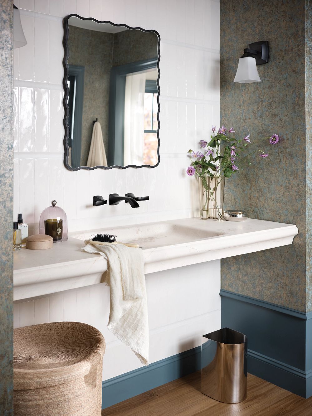Voss Two-Handle Wall Mount Bathroom Faucet