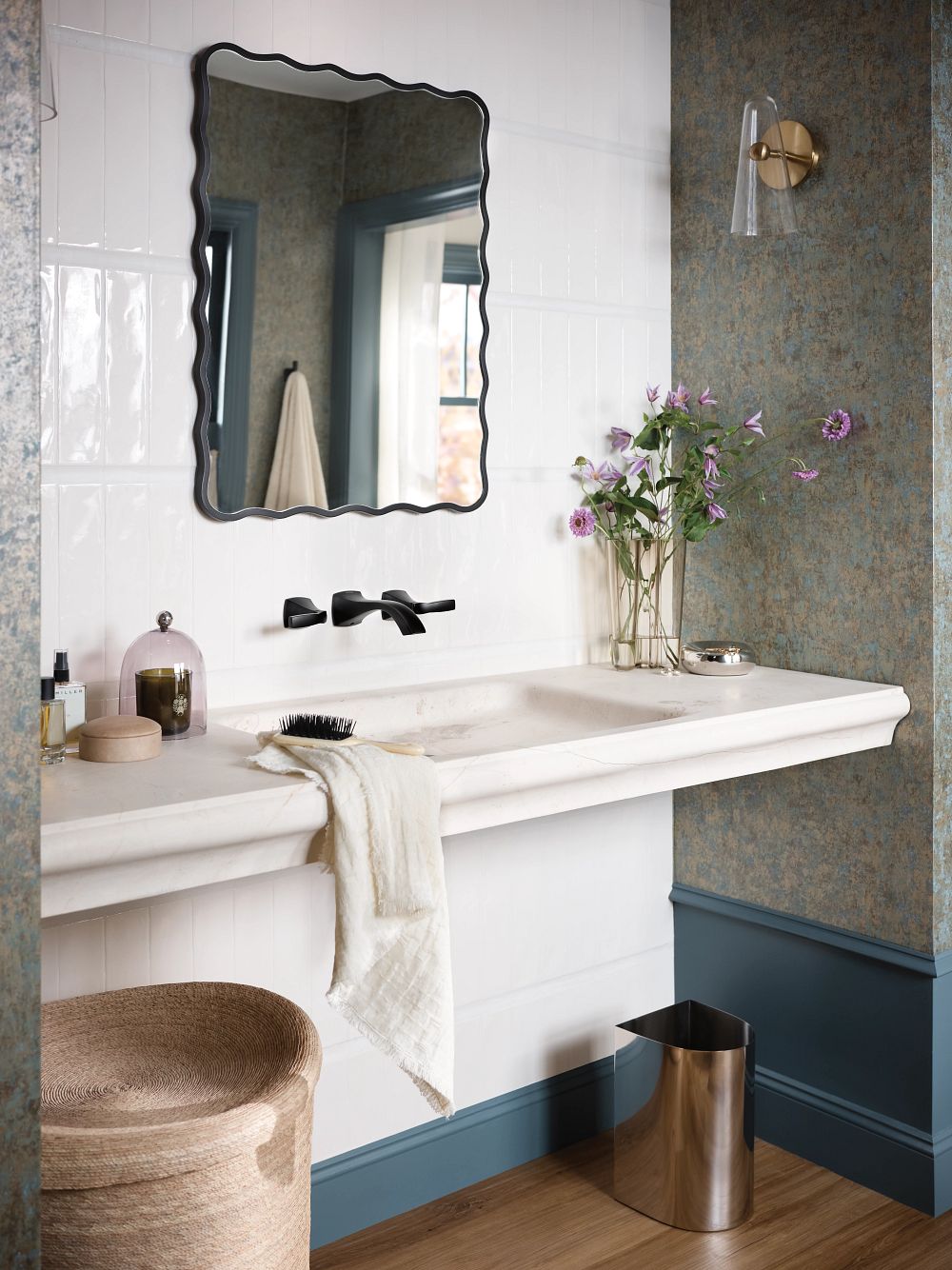 Voss Two-Handle Wall Mount Bathroom Faucet
