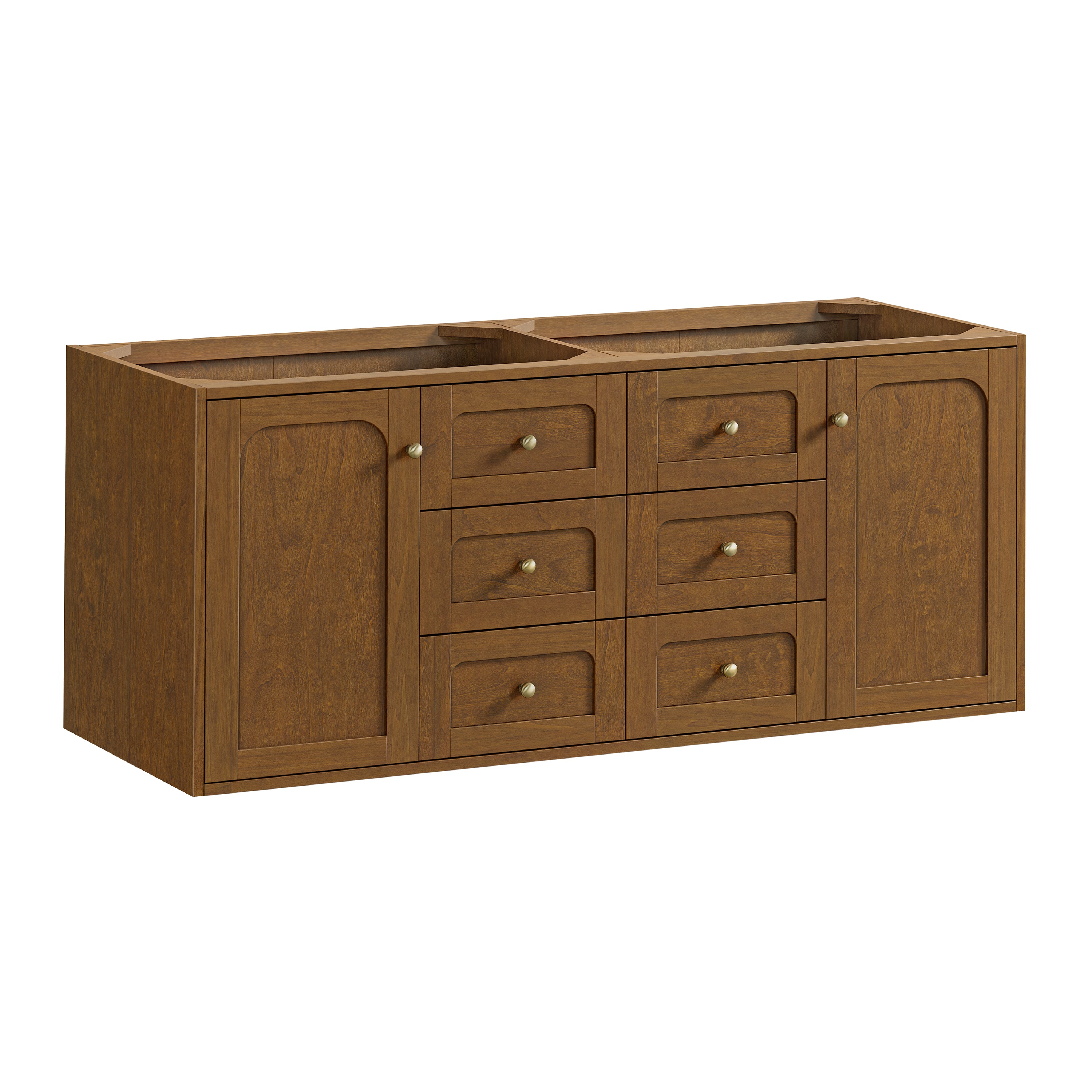 James Martin Laurent 60" Double Vanity in Honey Oak with 3cm Countertop and FreePower Wireless Charger