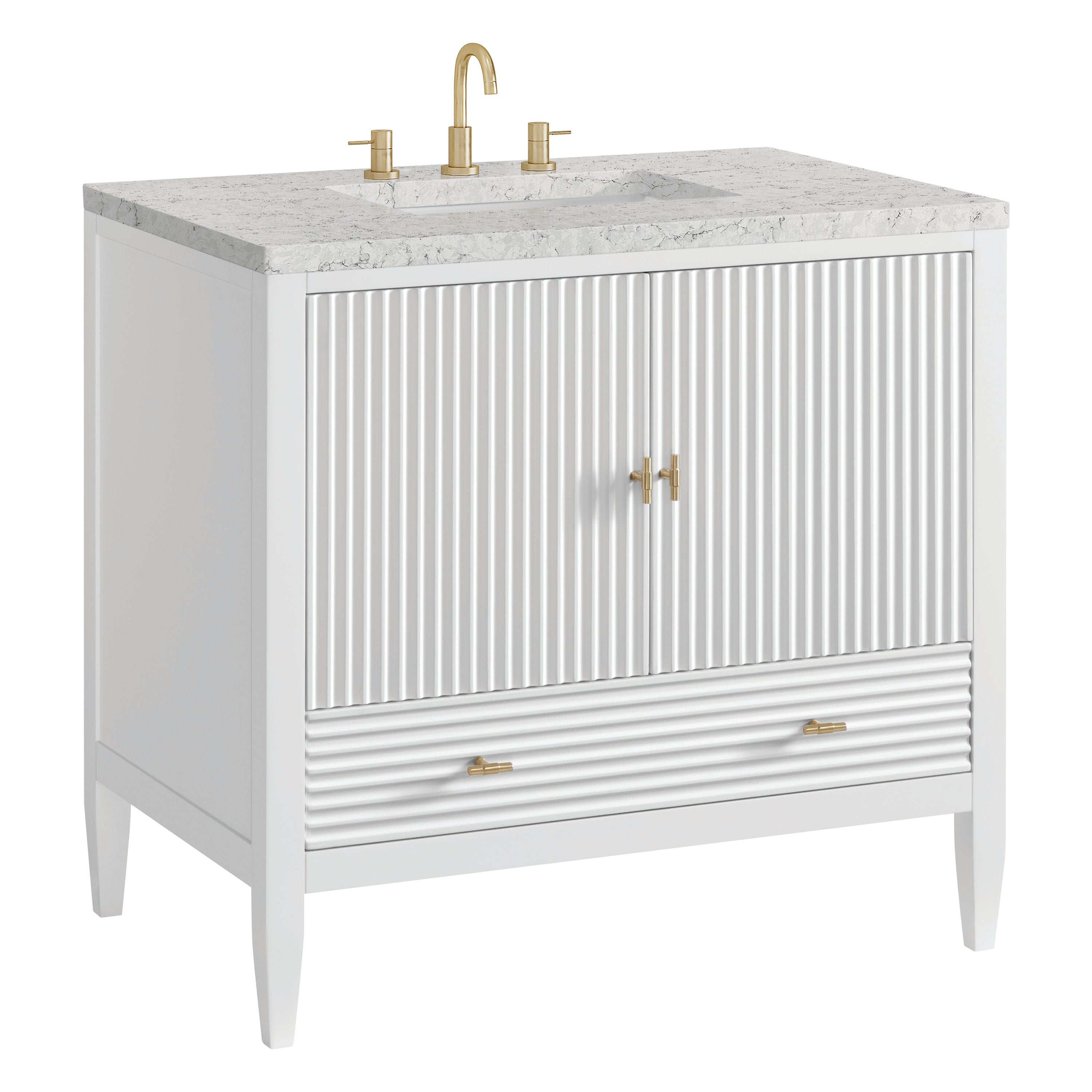 James Martin Myrrin 36" Vanity in Bright White with 3cm Countertop