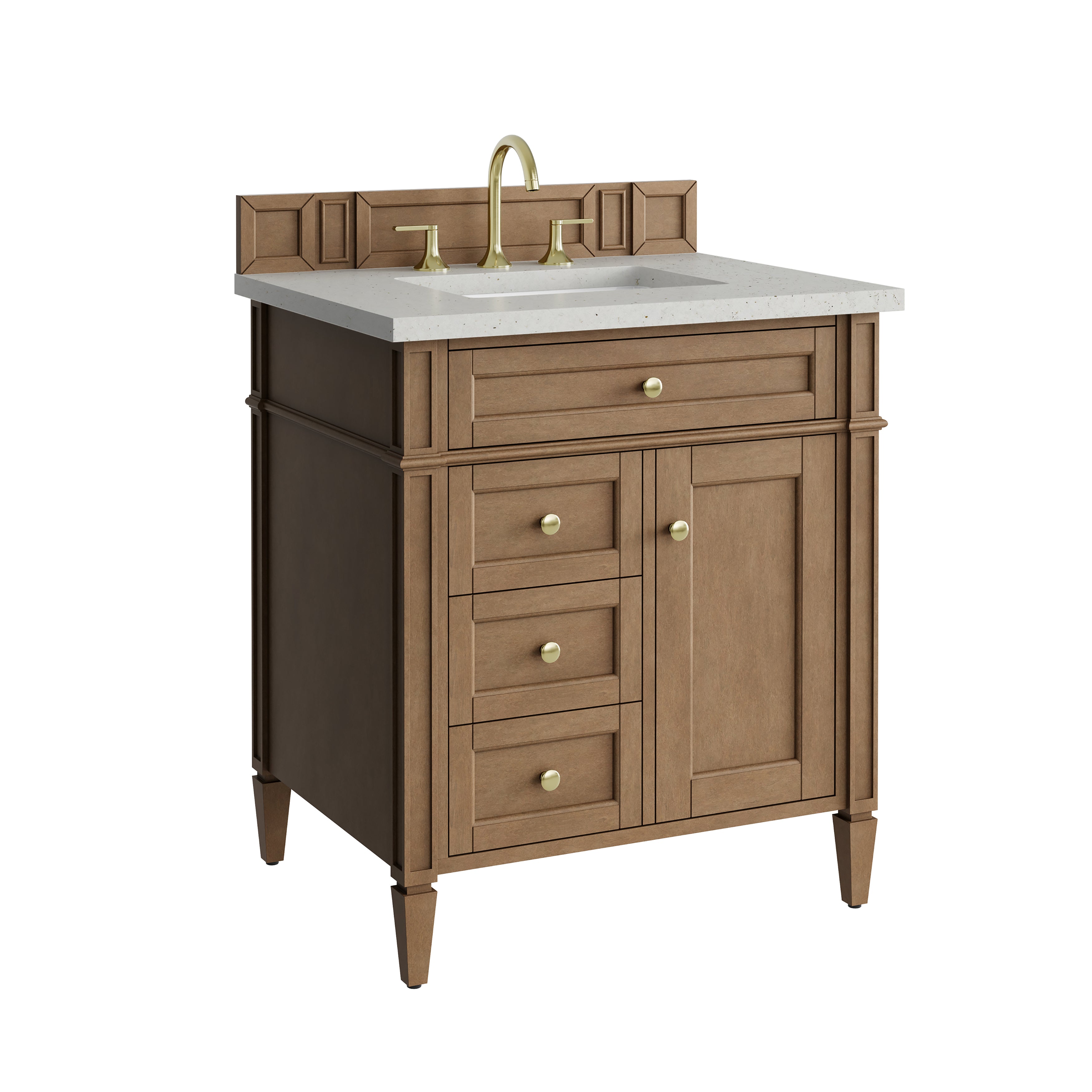James Martin Brittany 30" Single Vanity in Pecan with 3cm Countertop