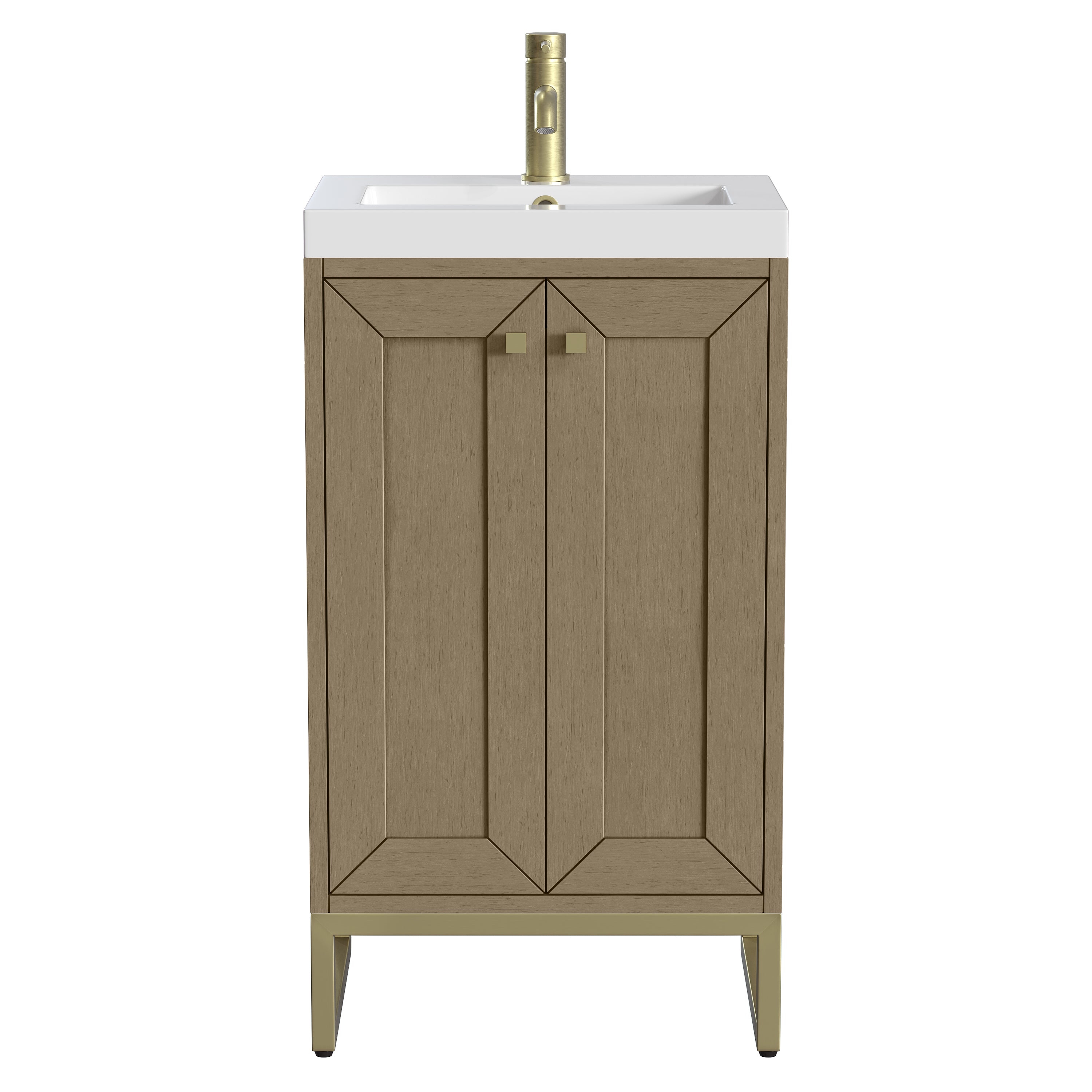 James Martin Chianti 20" Single Vanity in Glossy White with White Glossy Composite Stone Top