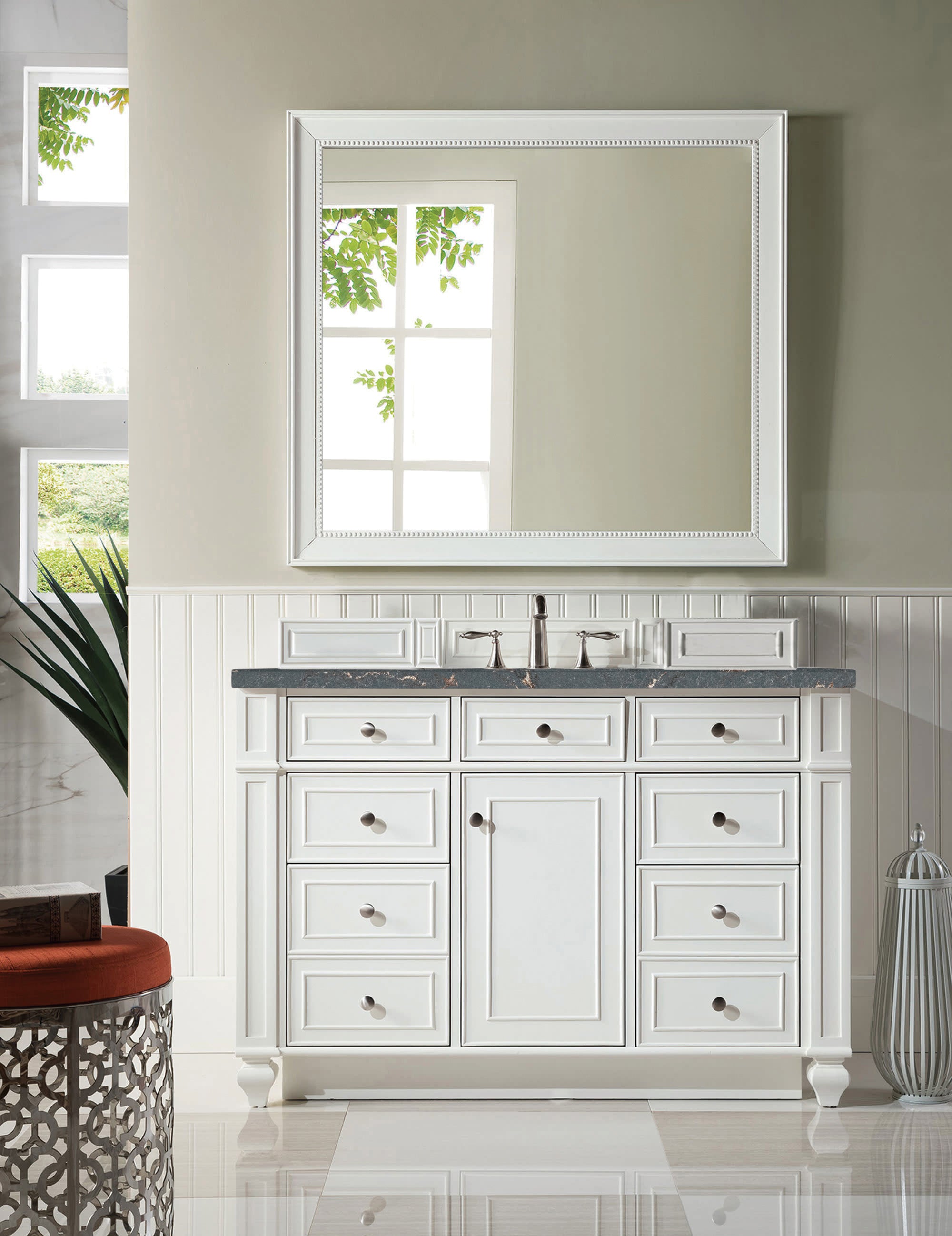 James Martin Bristol 48" Single Vanity in Bright White with 3cm Countertop