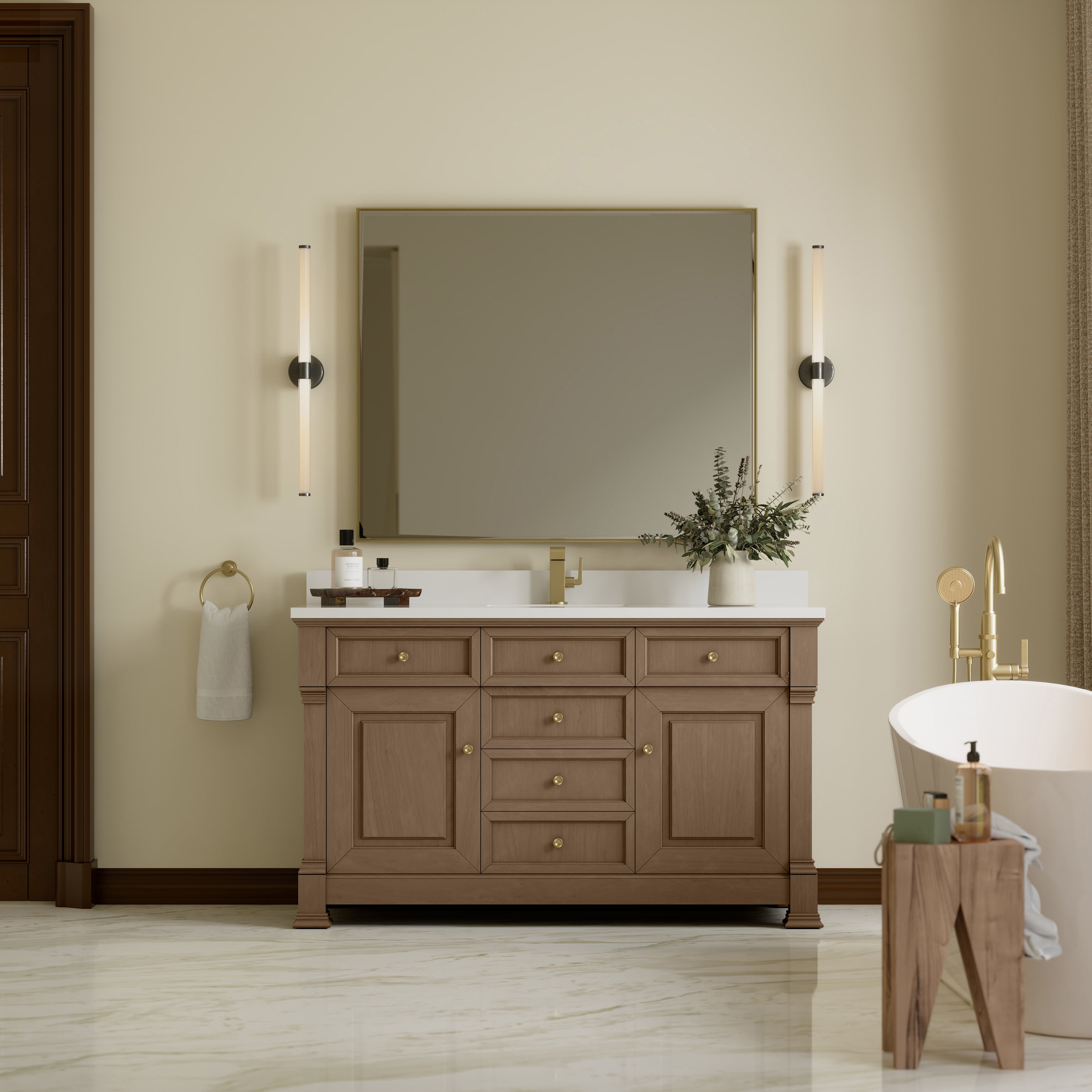 James Martin Brookfield 60" Single Vanity in Pecan with 3cm Countertop