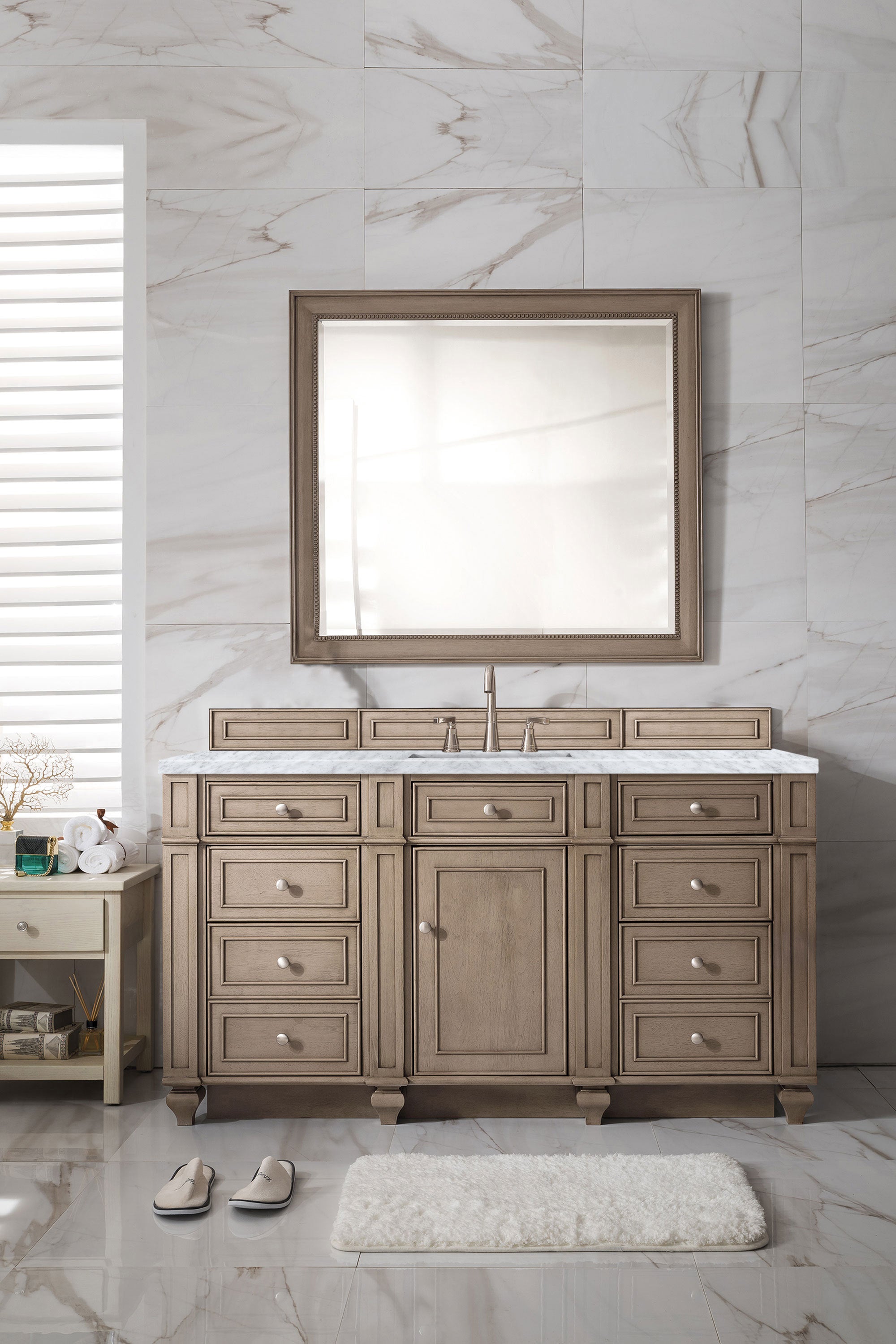 James Martin Bristol 60" Single Vanity in Whitewashed Walnut with 3cm Countertop