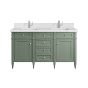 James Martin Brittany 60" Double Vanity in Smokey Celadon with 3cm Countertop