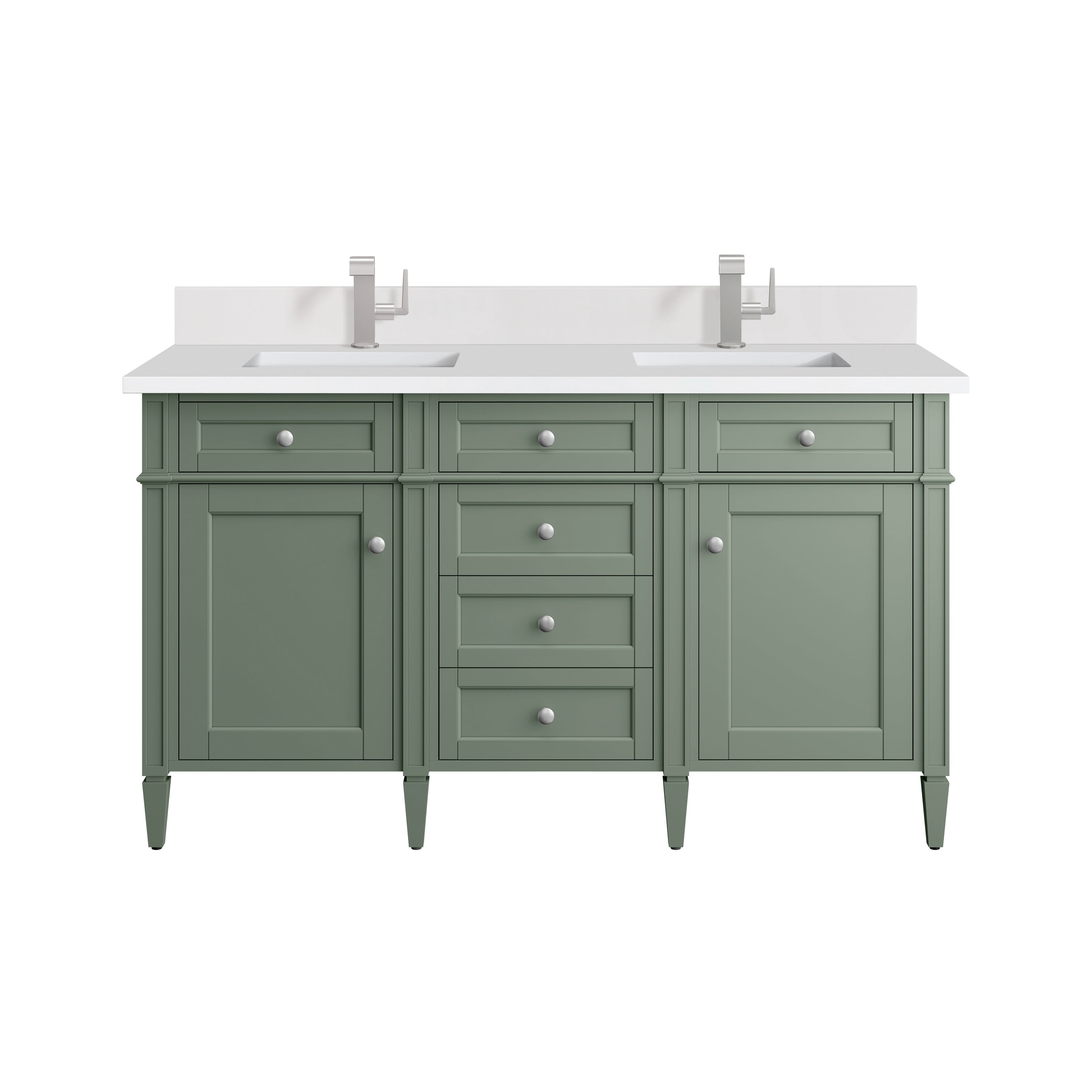 James Martin Brittany 60" Double Vanity in Smokey Celadon with 3cm Countertop