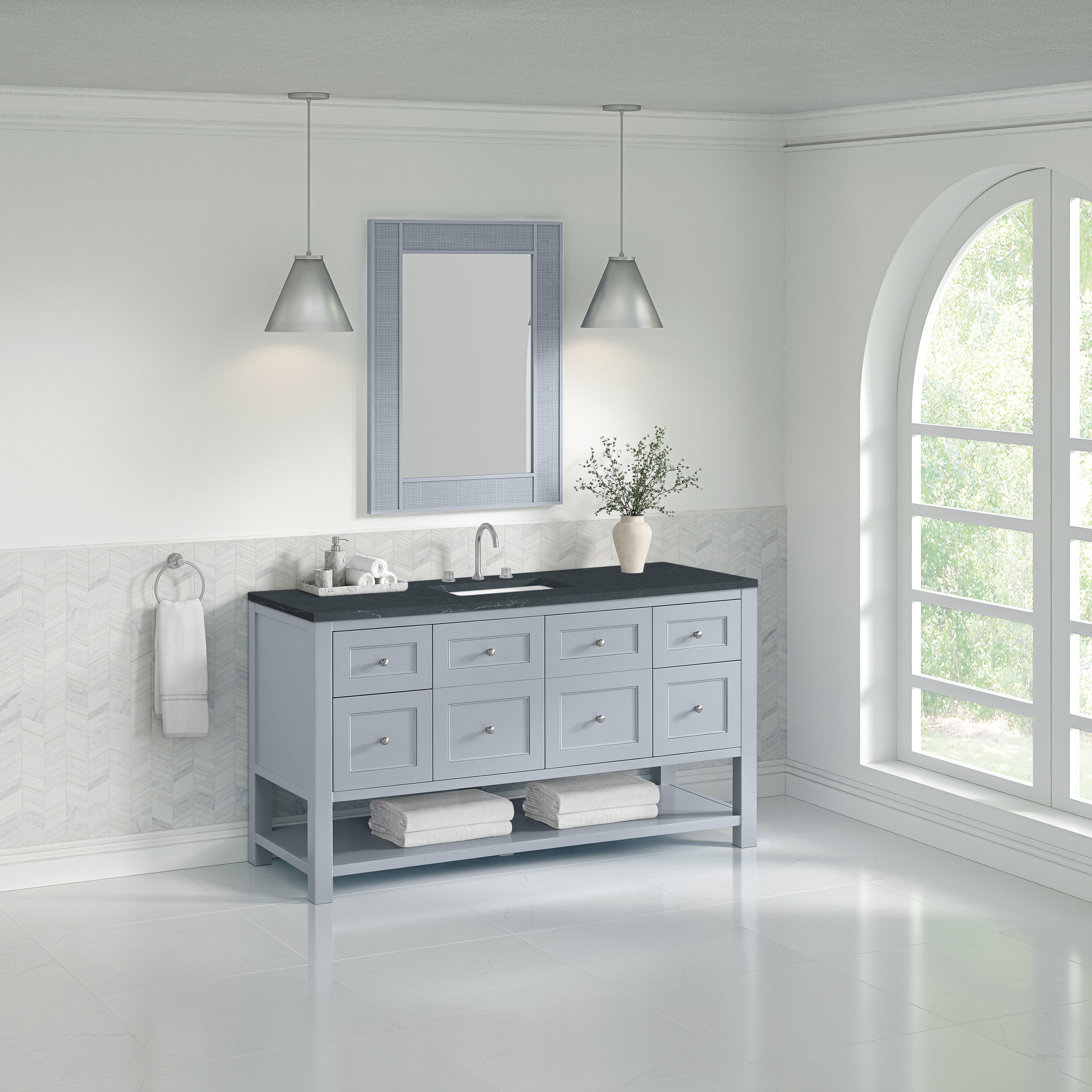 James Martin Breckenridge 60" Single Vanity in Serenity Blue with 3cm Countertop