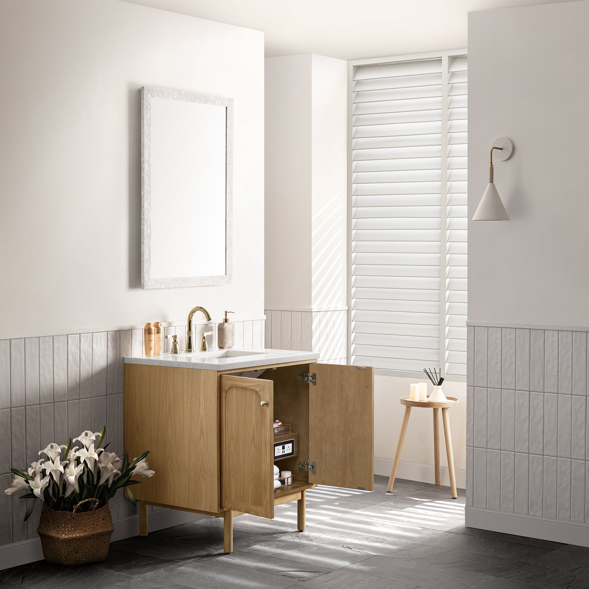 James Martin Laurent 30" Single Vanity in Light Natural Oak with 3cm Countertop