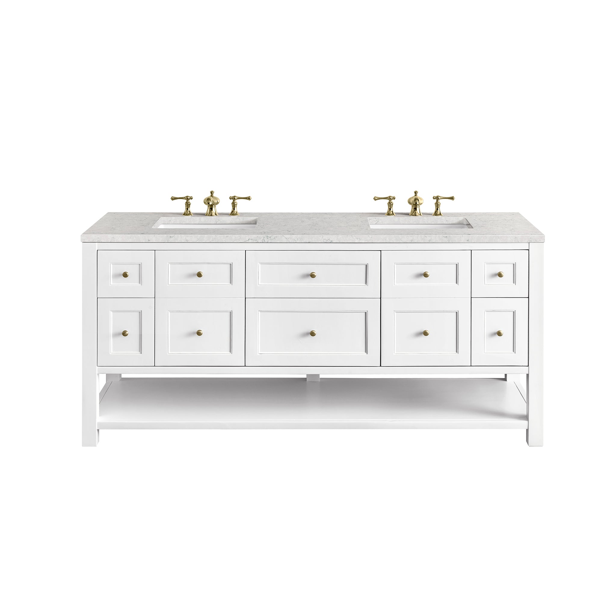 James Martin Breckenridge 72" Double Vanity in Bright White with 3cm Countertop