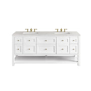 James Martin Breckenridge 72" Double Vanity in Bright White with 3cm Countertop and FreePower Wireless Charger