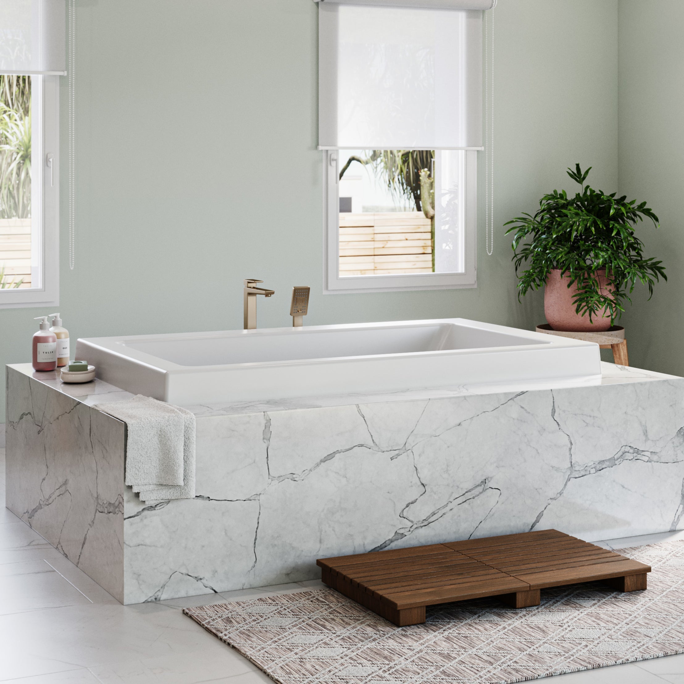 MAIDSTONE Ferren Drop-In Soaking Bathtub with Zero Edge