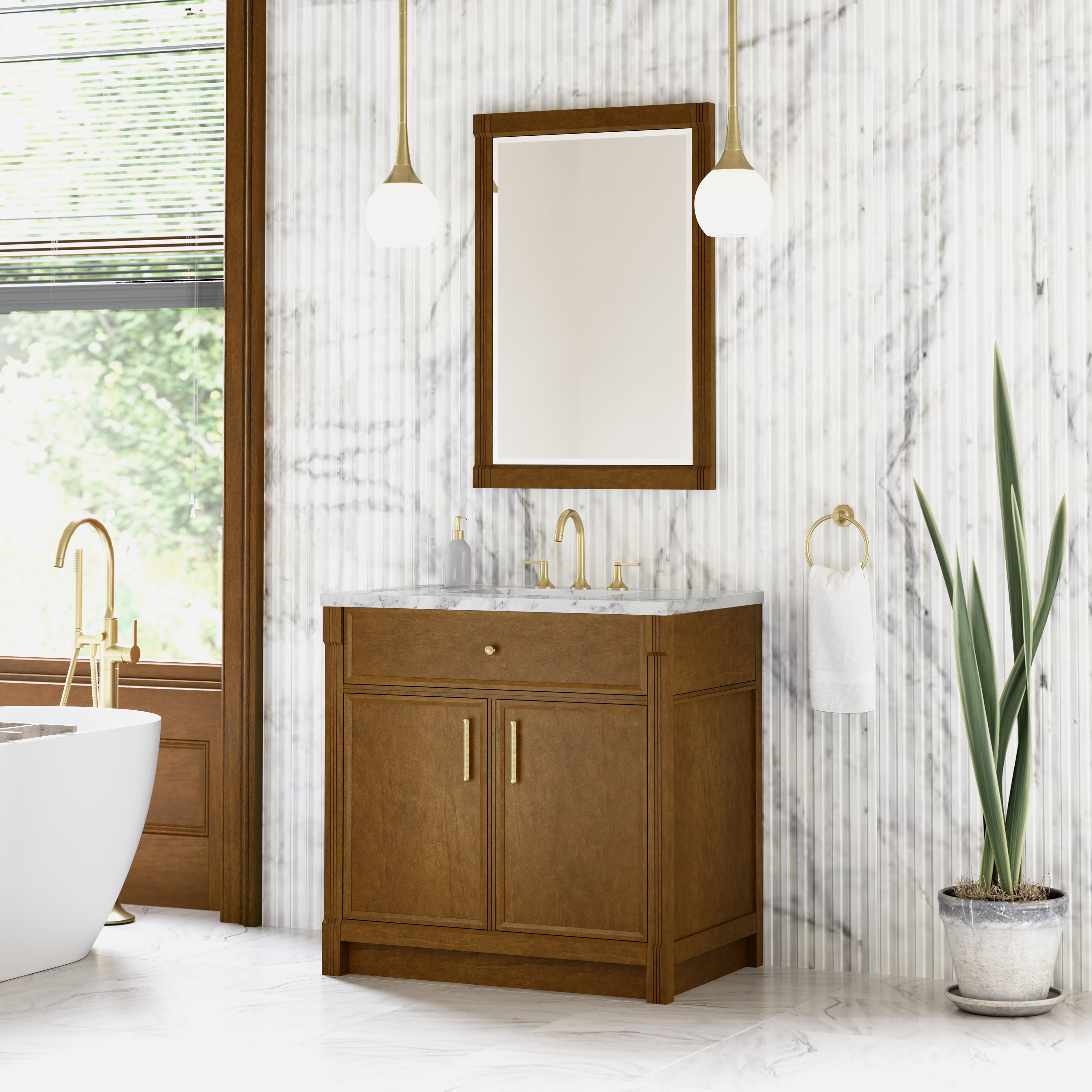 James Martin Bellshire 36" Single Vanity in Honey Oak with 3cm Countertop