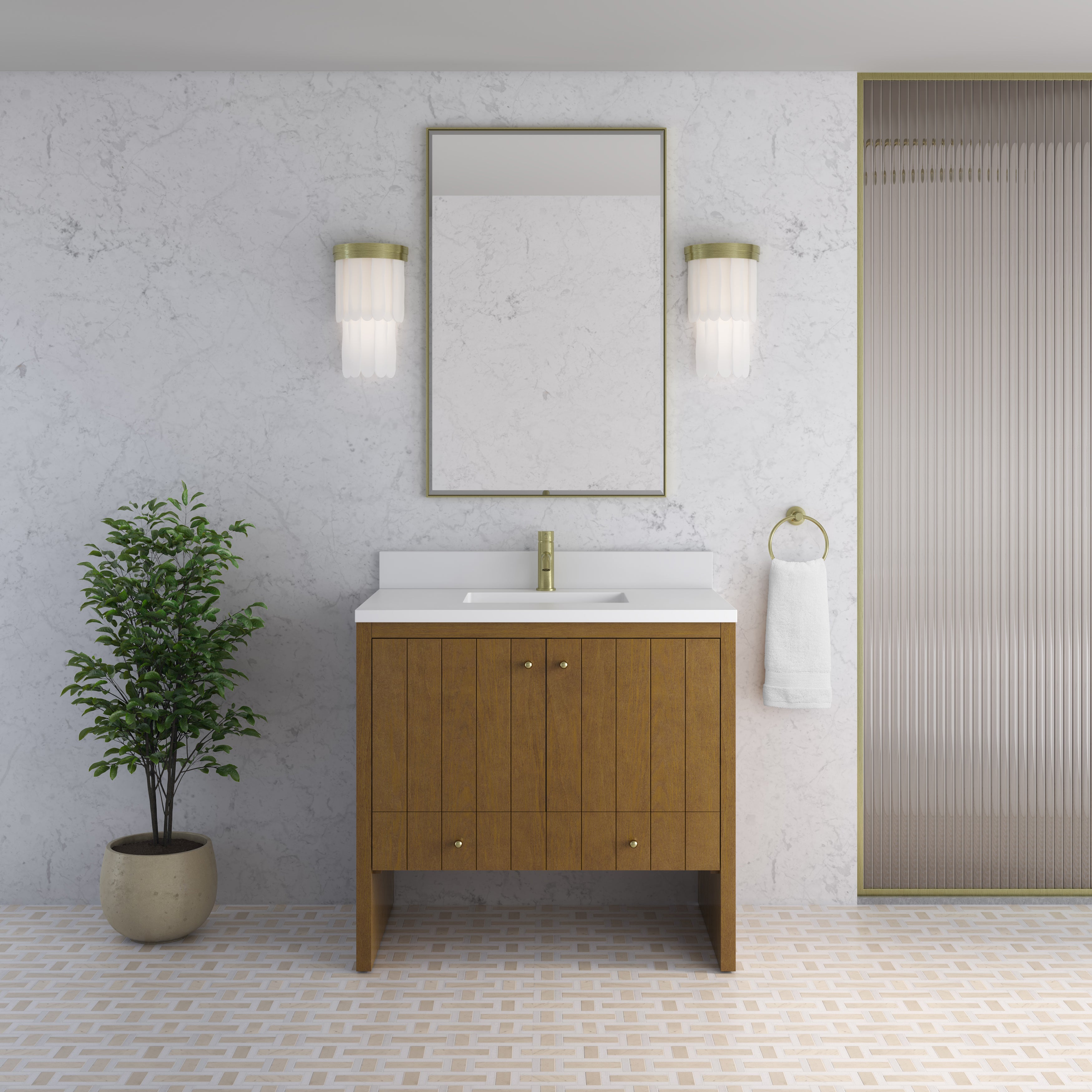 James Martin Hudson 36" Single Vanity in Honey Oak with 3cm Countertop
