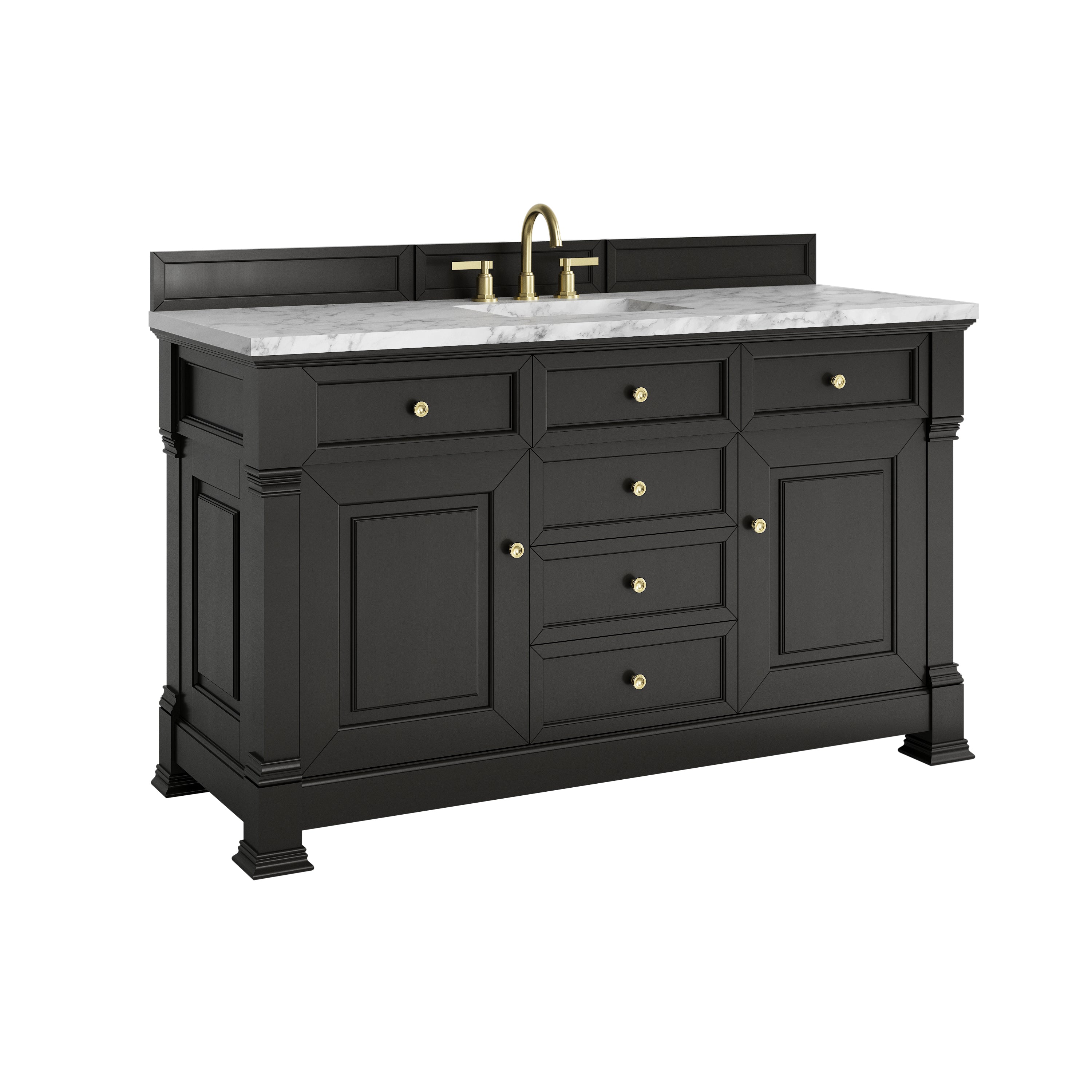 James Martin Brookfield 60" Single Vanity in Black Onyx with 3cm Countertop