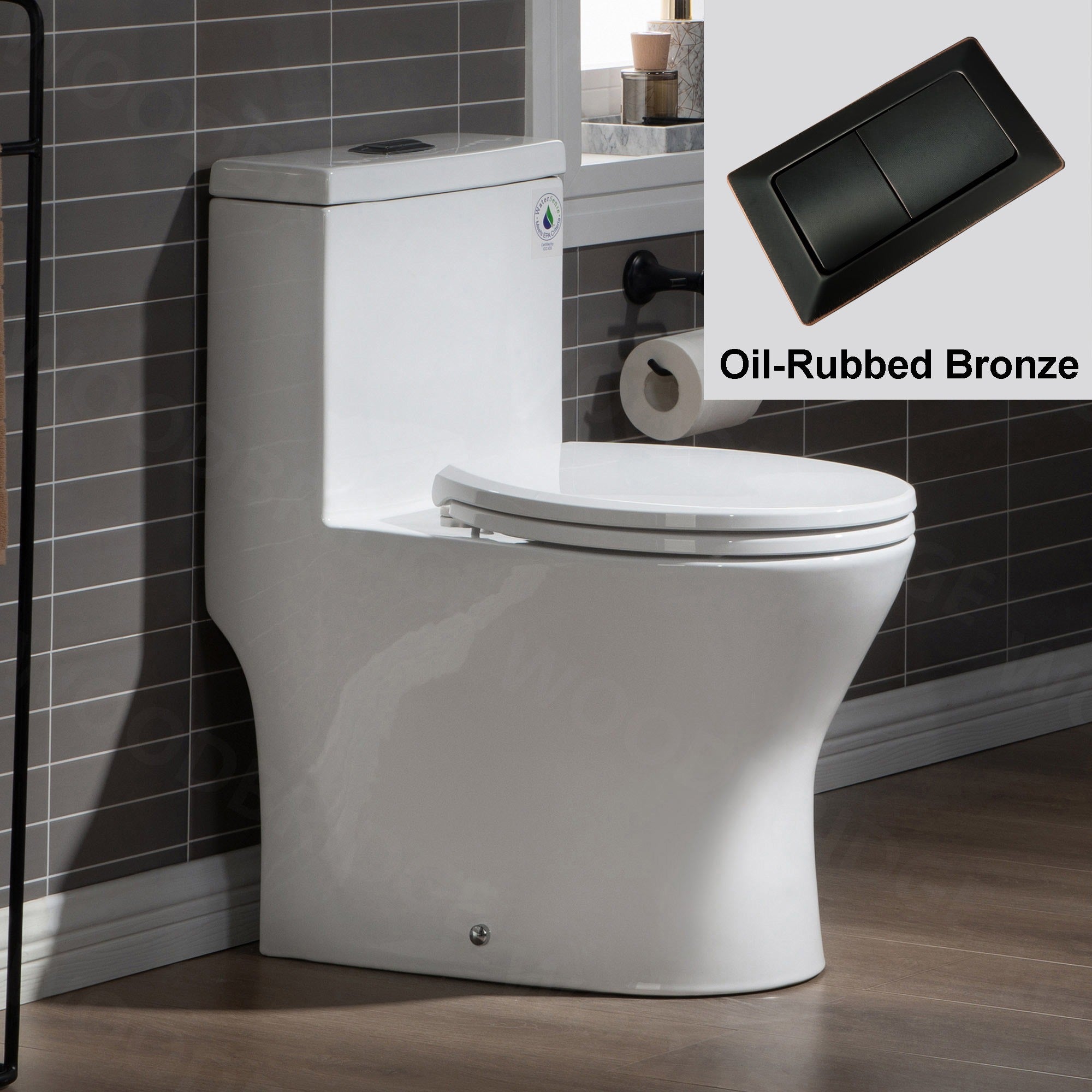 WOODBRIDGE One Piece Short Compact Bathroom Tiny Mini Commode Water Closet Dual Flush Concealed Trapway, T0031