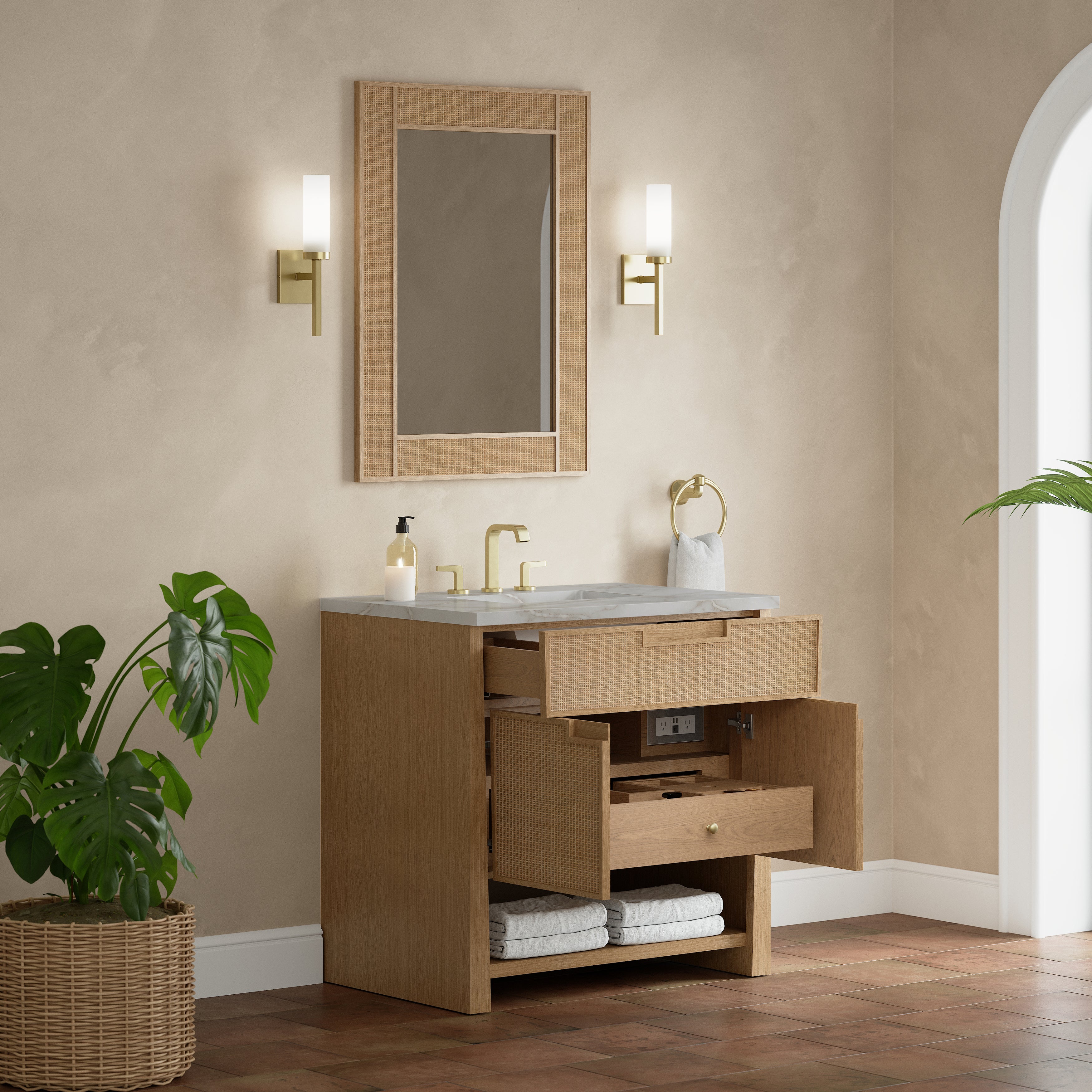 James Martin Solene 36" Single Vanity in Seaside Oak with 3cm Countertop