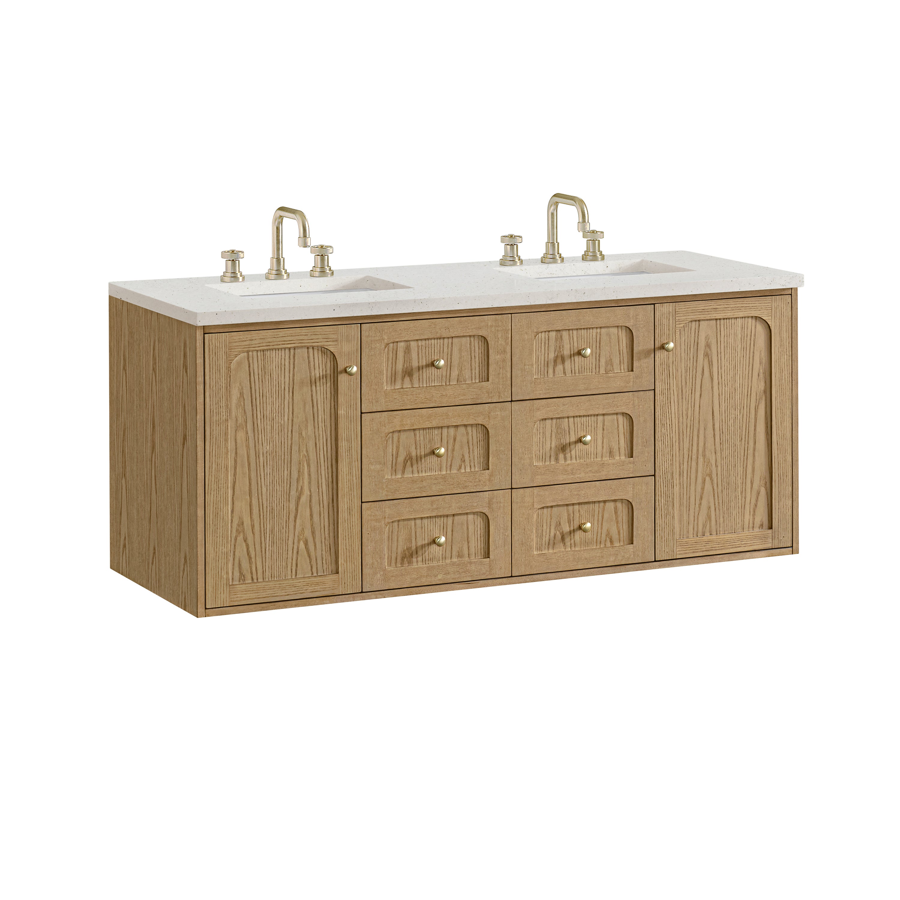 James Martin Laurent 60" Double Vanity in Light Natural Oak with 3cm Countertop