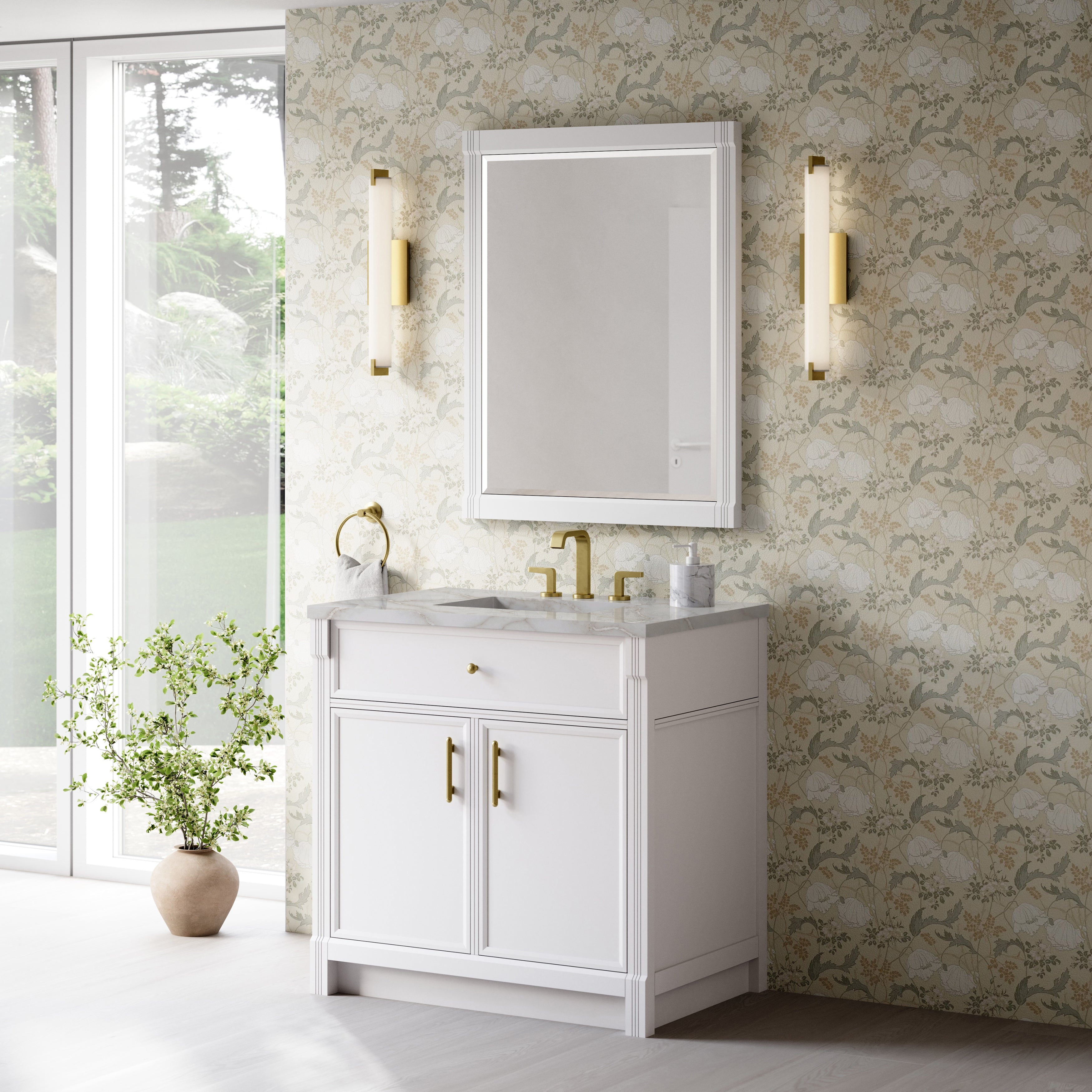 James Martin Bellshire 36" Single Vanity in Bright White with 3cm Countertop