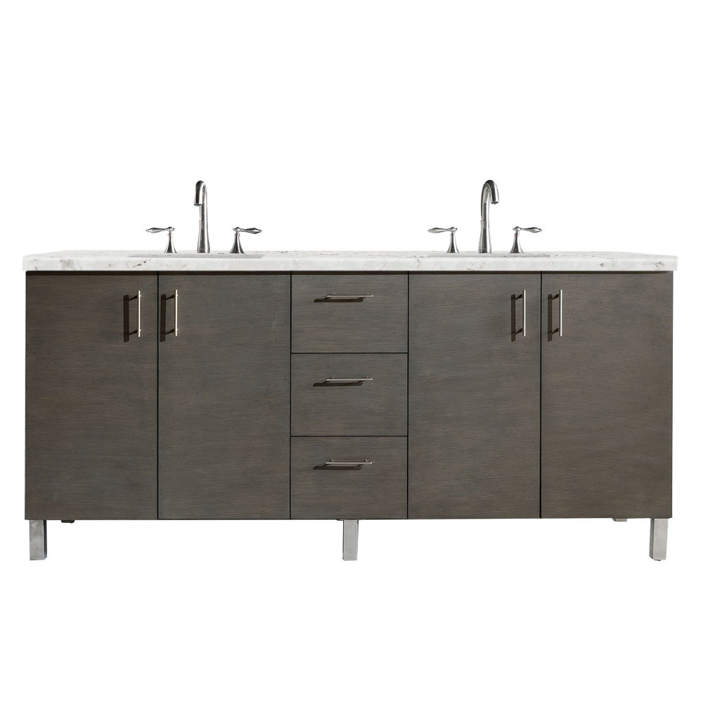 James Martin Metropolitan 72" Double Vanity in Silver Oak with 3cm Countertop