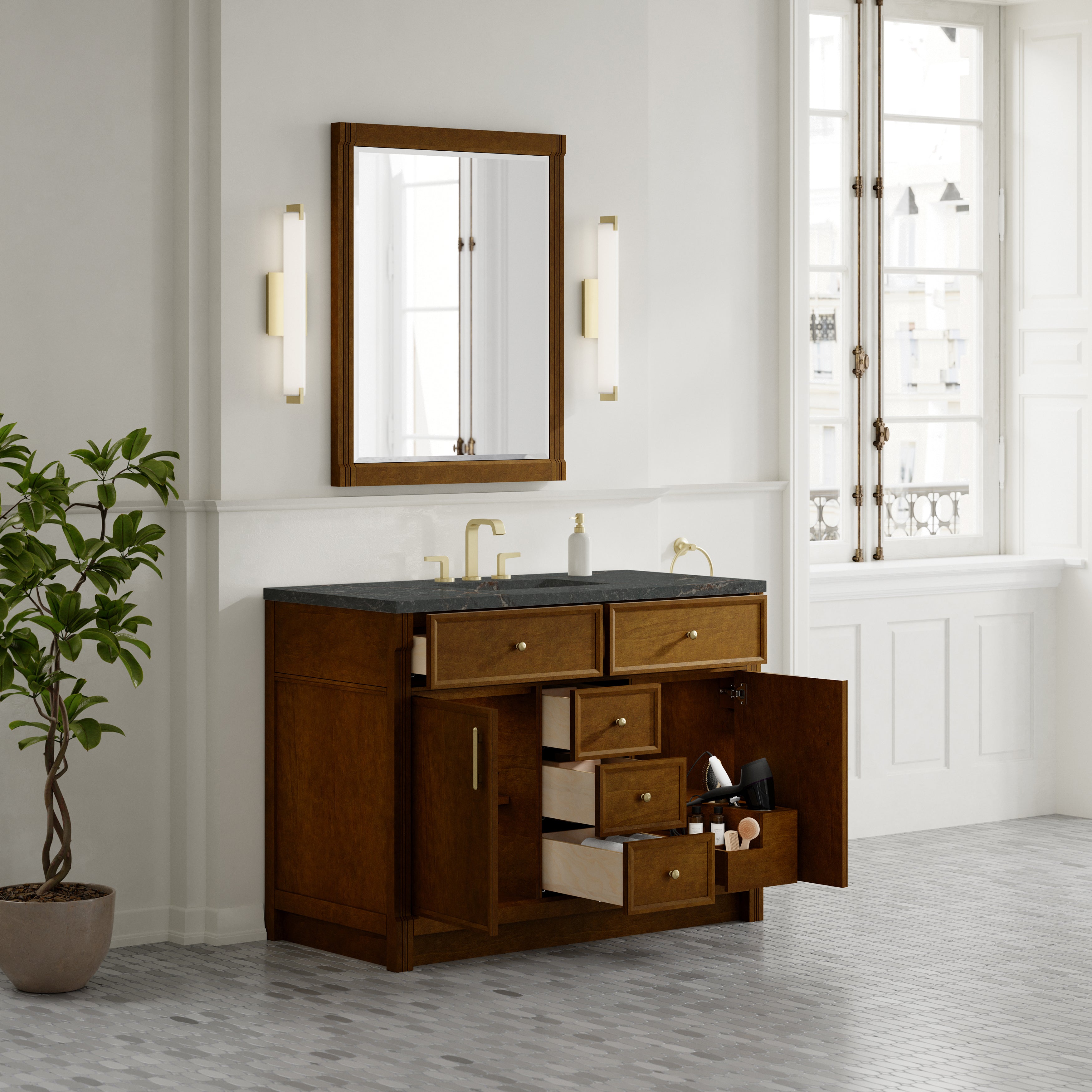 James Martin Bellshire 48" Single Vanity in Honey Oak with 3cm Countertop