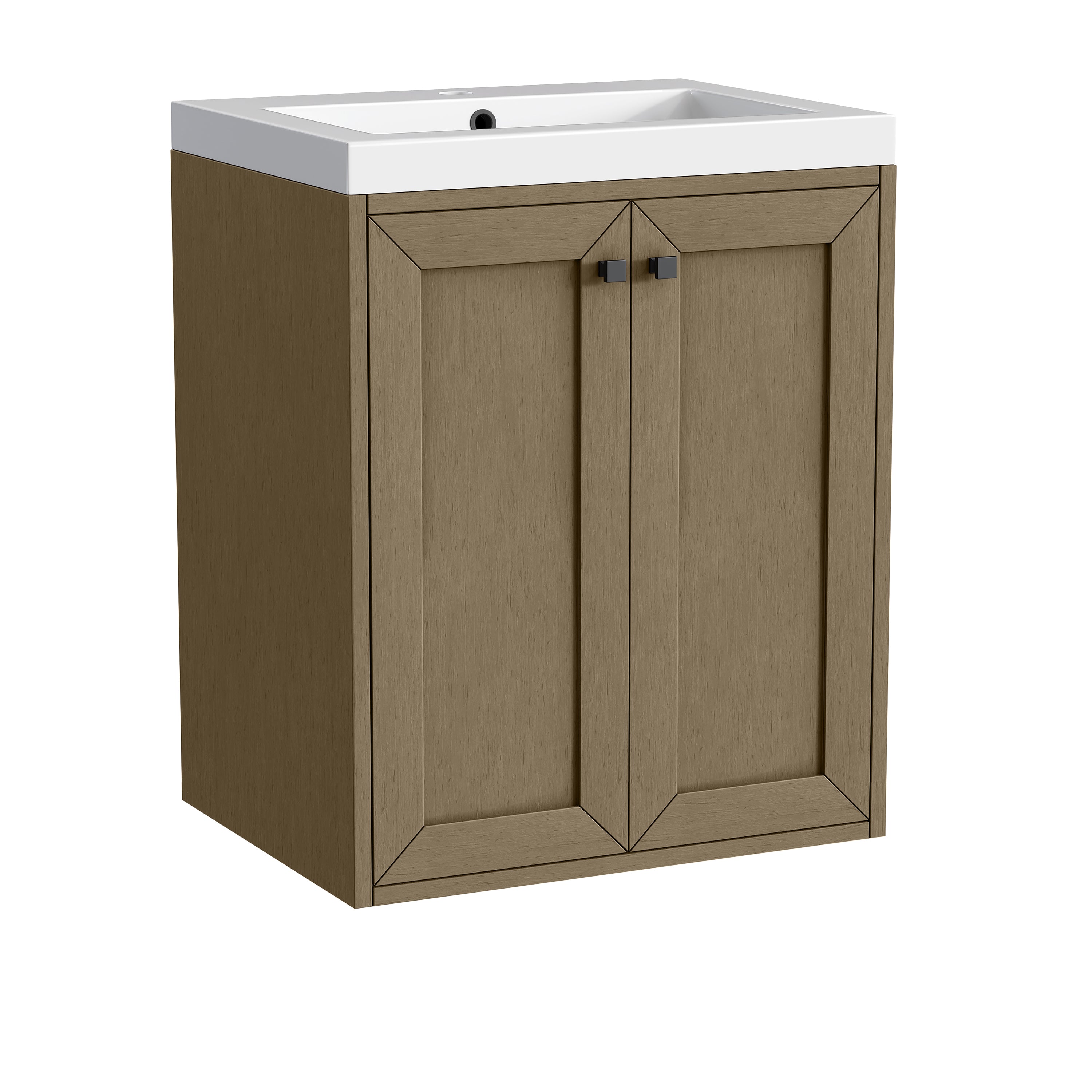 James Martin Chianti 24" Single Vanity in Glossy White with White Glossy Composite Stone Top