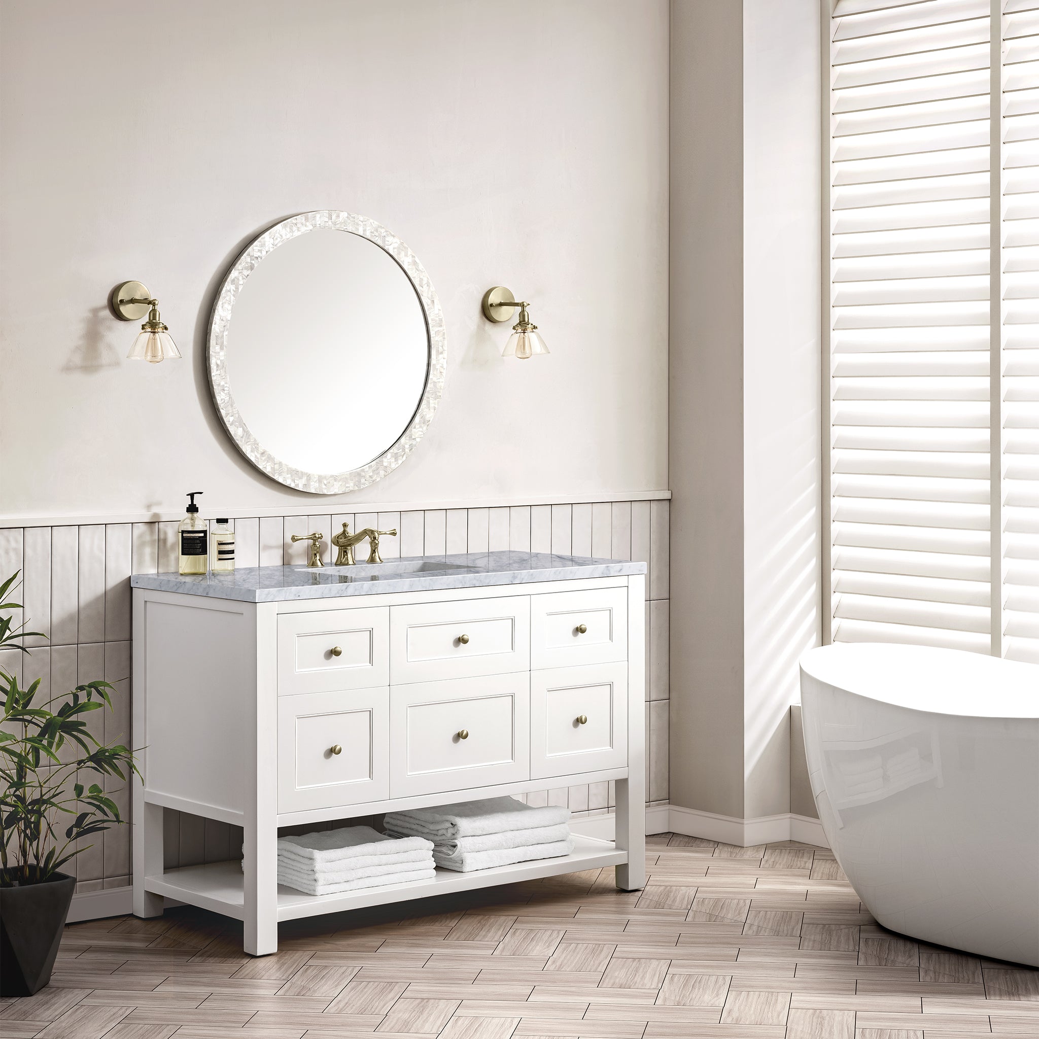 James Martin Breckenridge 48" Single Vanity in Bright White with 3cm Countertop