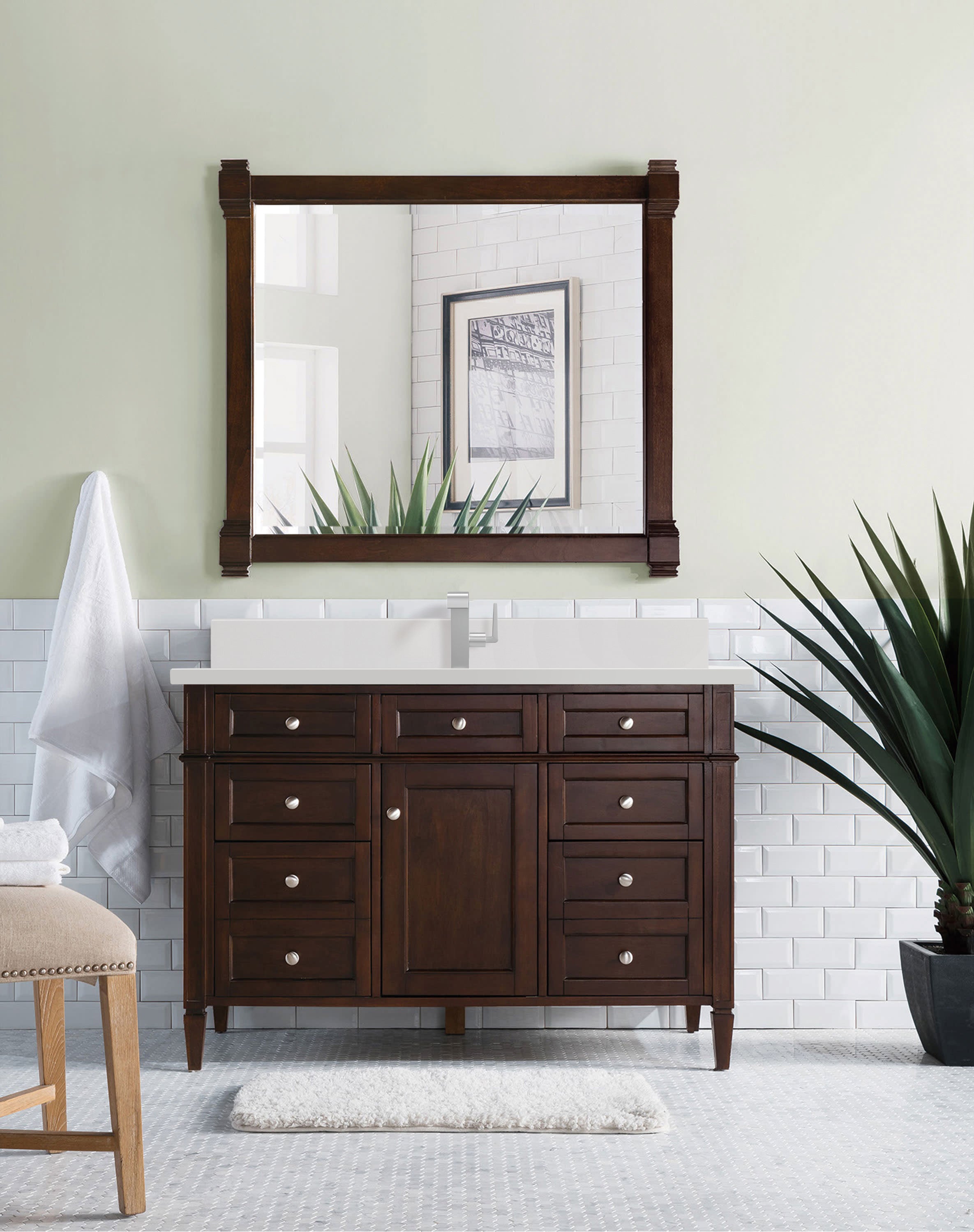 James Martin Brittany 48" Single Vanity in Burnished Mahogany with 3cm Countertop