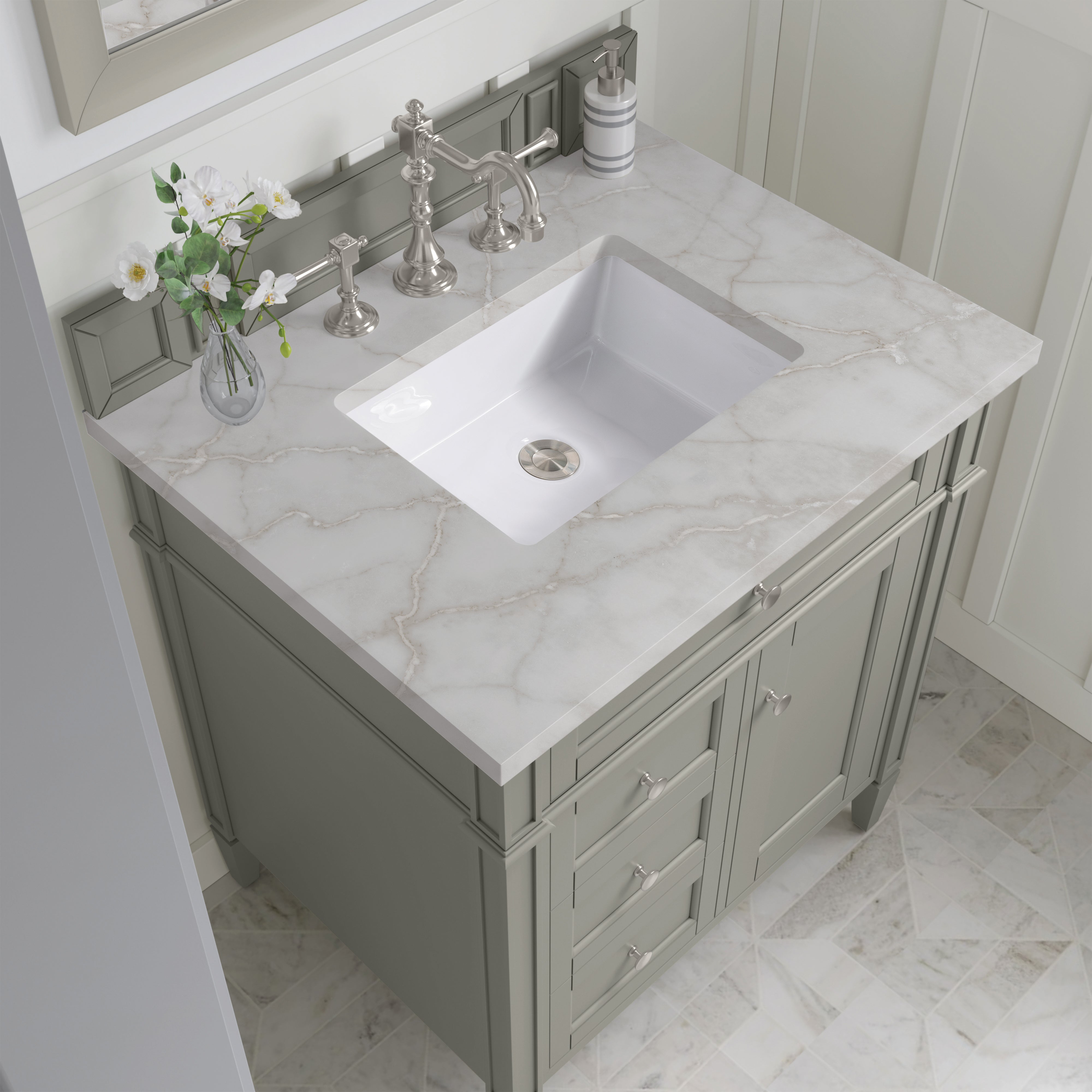 James Martin Brittany 30" Single Vanity in Urban Gray with 3cm Countertop
