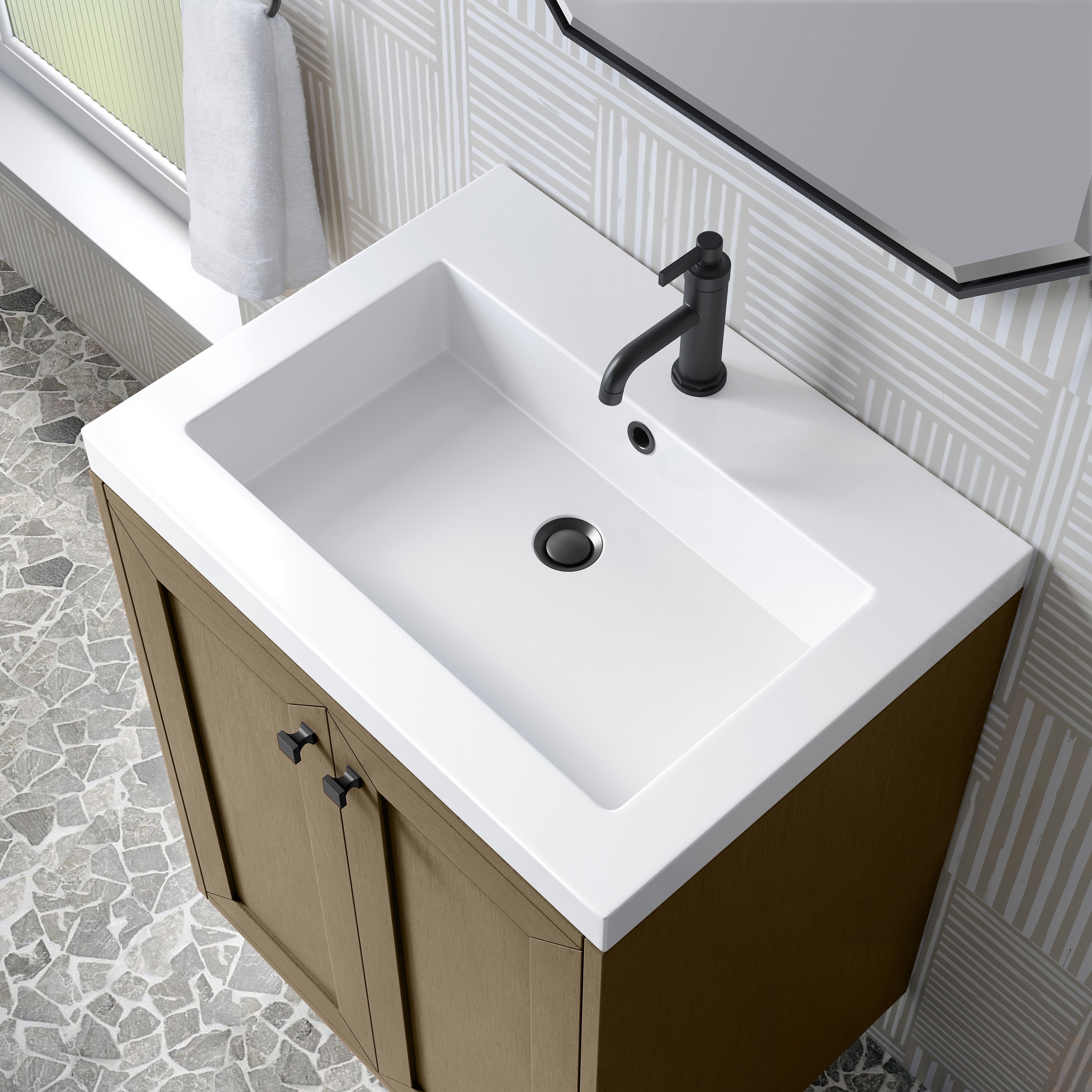 James Martin Chianti 24" Single Vanity in Glossy White with White Glossy Composite Stone Top