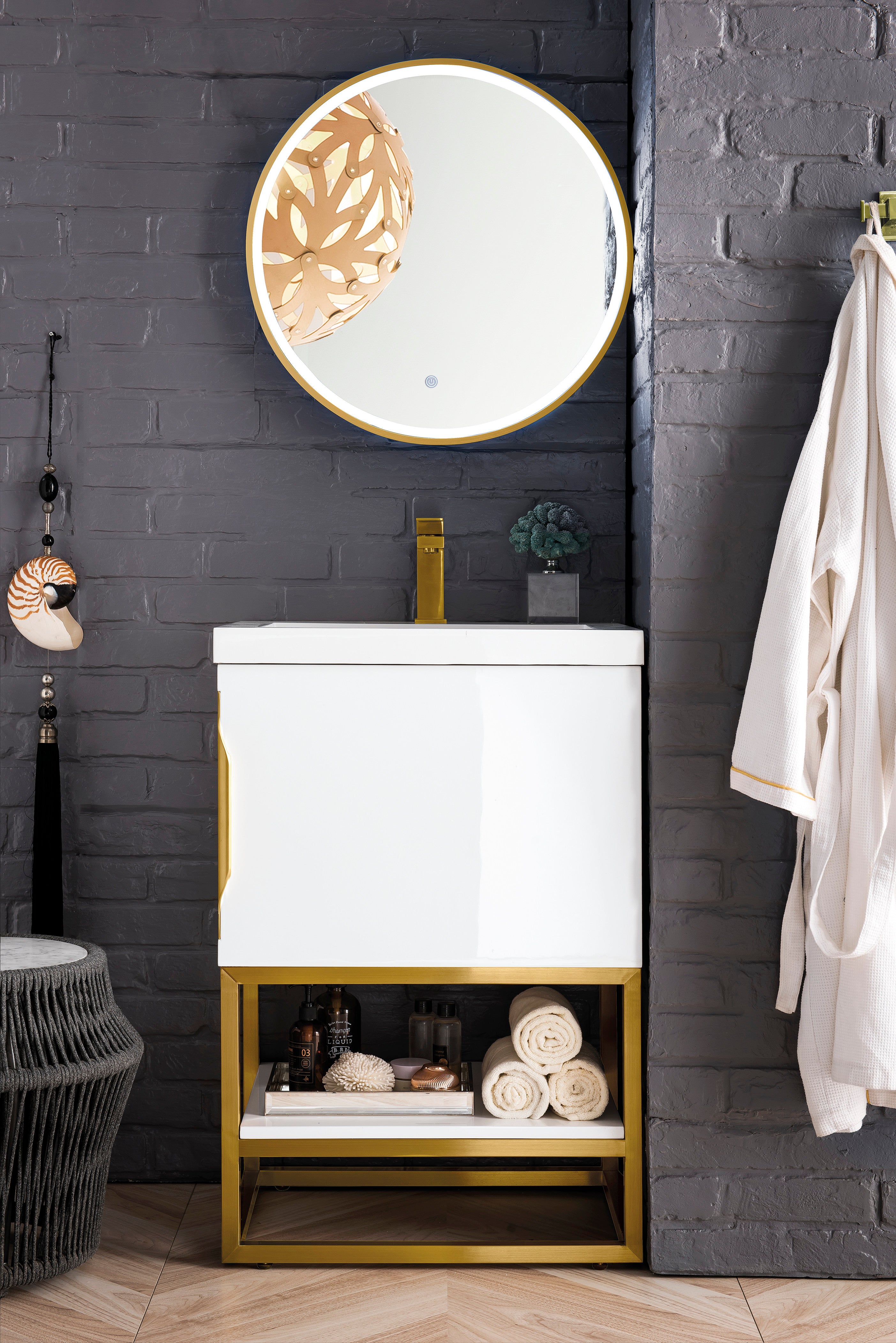 James Martin Columbia 24" Freestanding Single Vanity with Mineral Composite Stone Countertop
