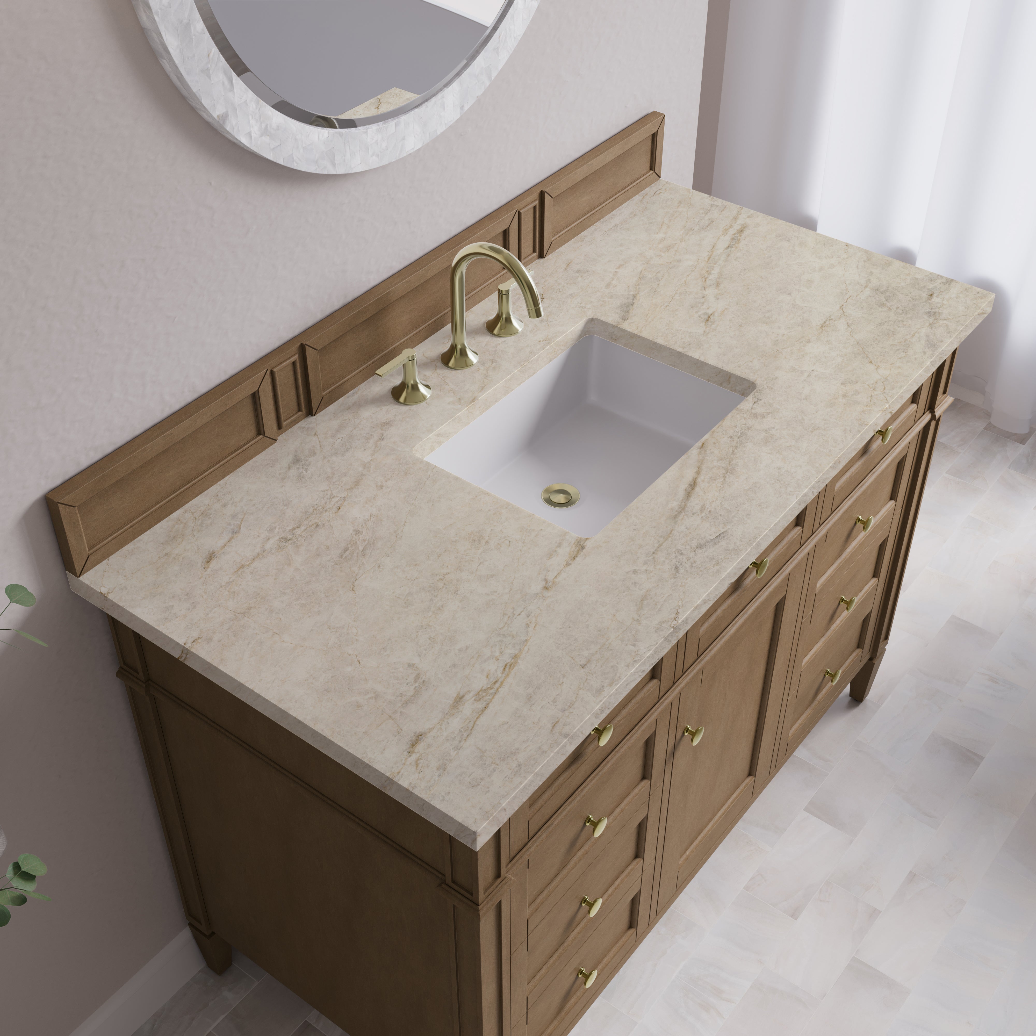 James Martin Brittany 48" Single Vanity in Pecan with 3cm Countertop