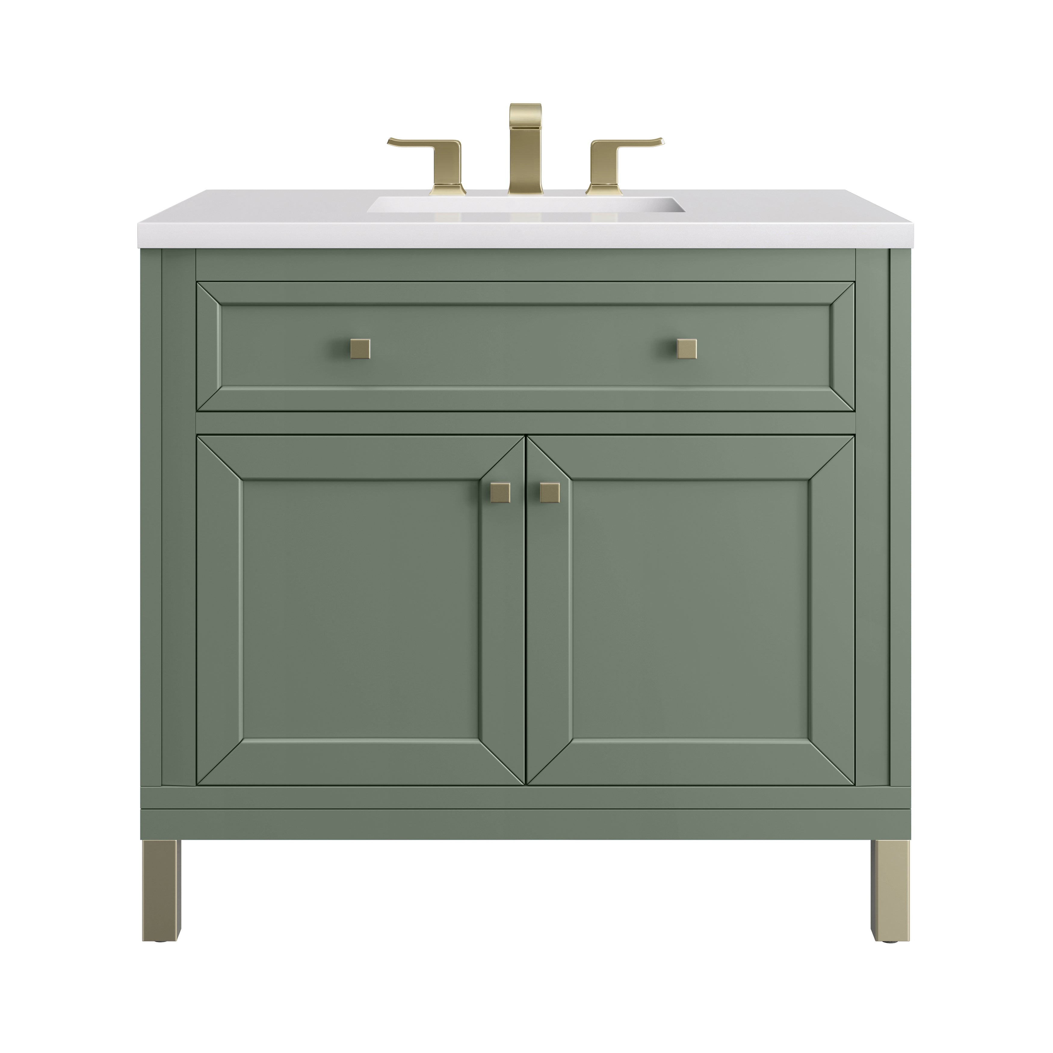 James Martin Chicago 36" Single Vanity in Smokey Celadon with 3cm Countertop