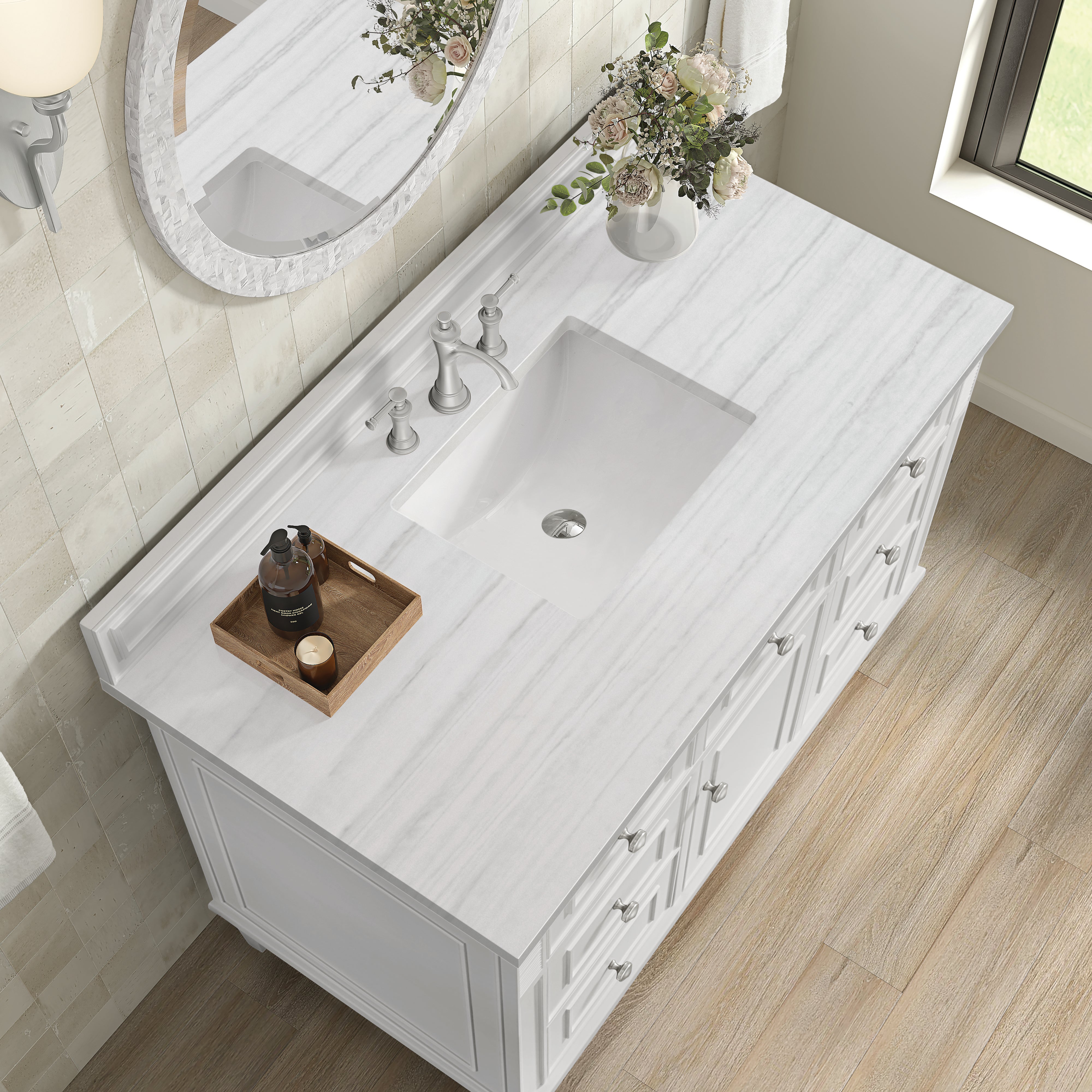 James Martin Lorelai 48" Single Vanity in Bright White with 3cm Countertop