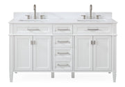 Chans Furniture QT-1808-D60W 60'' Tennant Brand Durand Modern White Double Sink Bathroom Vanity
