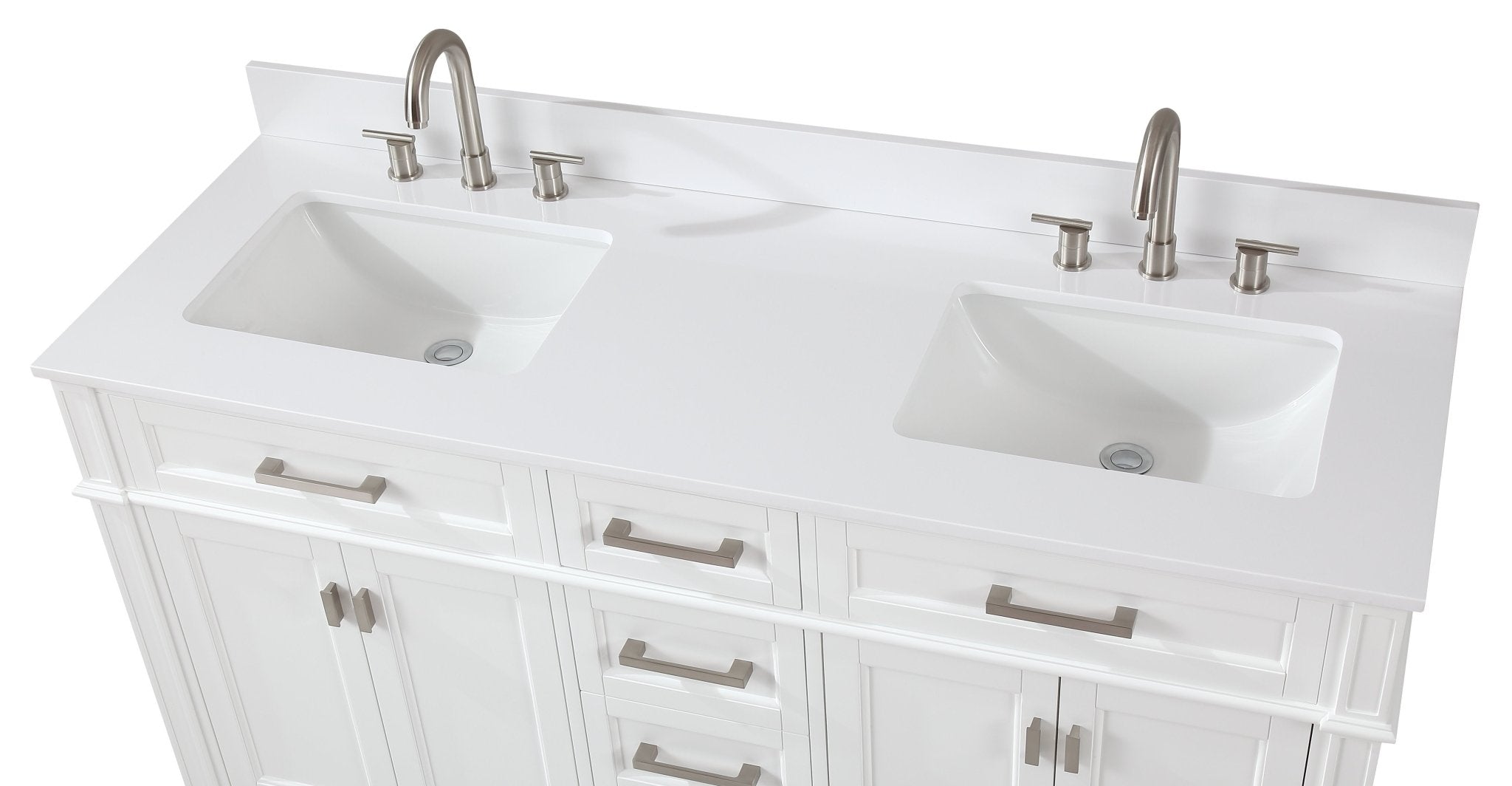 Chans Furniture QT-1808-D60W 60'' Tennant Brand Durand Modern White Double Sink Bathroom Vanity