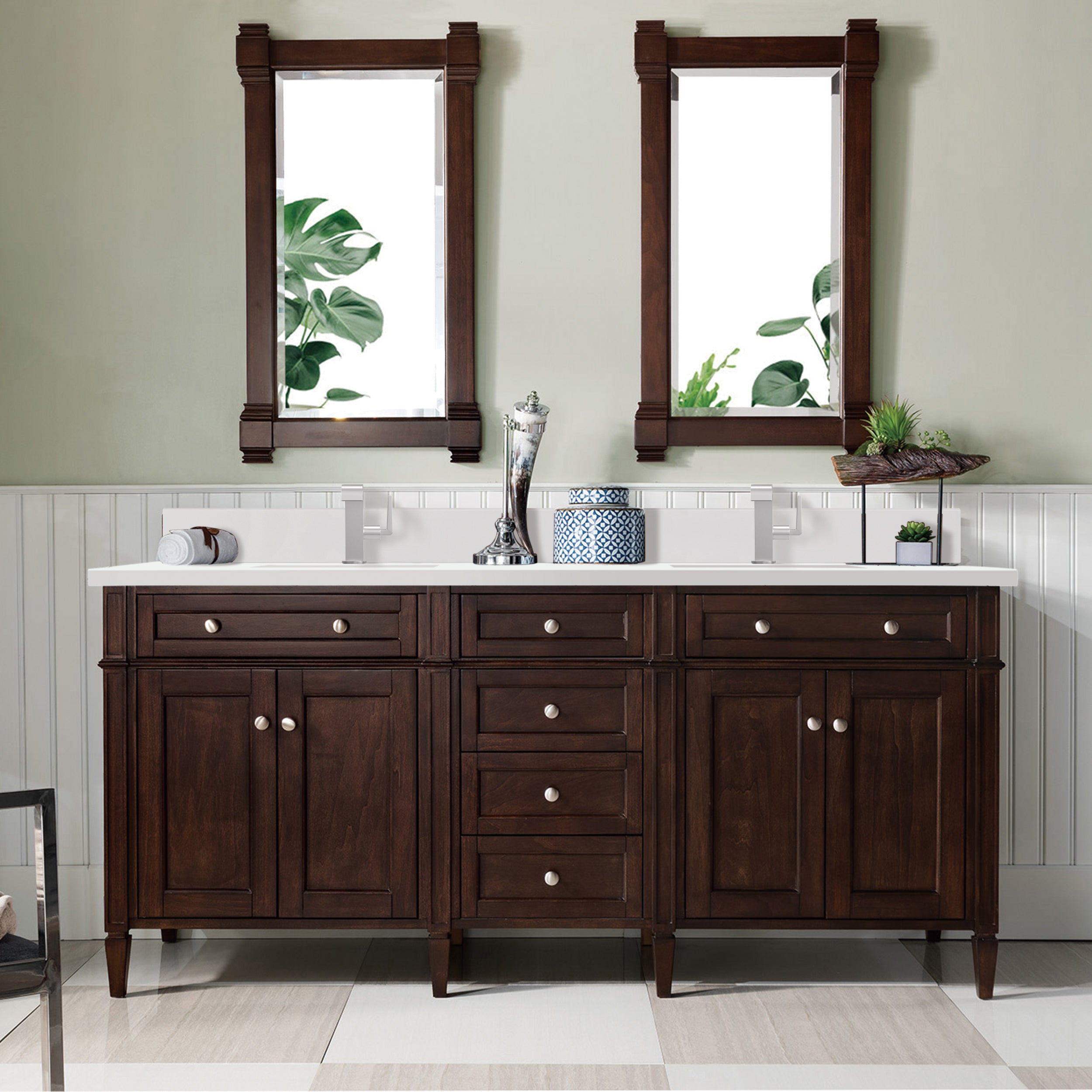 James Martin Brittany 72" Double Vanity in Burnished Mahogany with 3cm Countertop