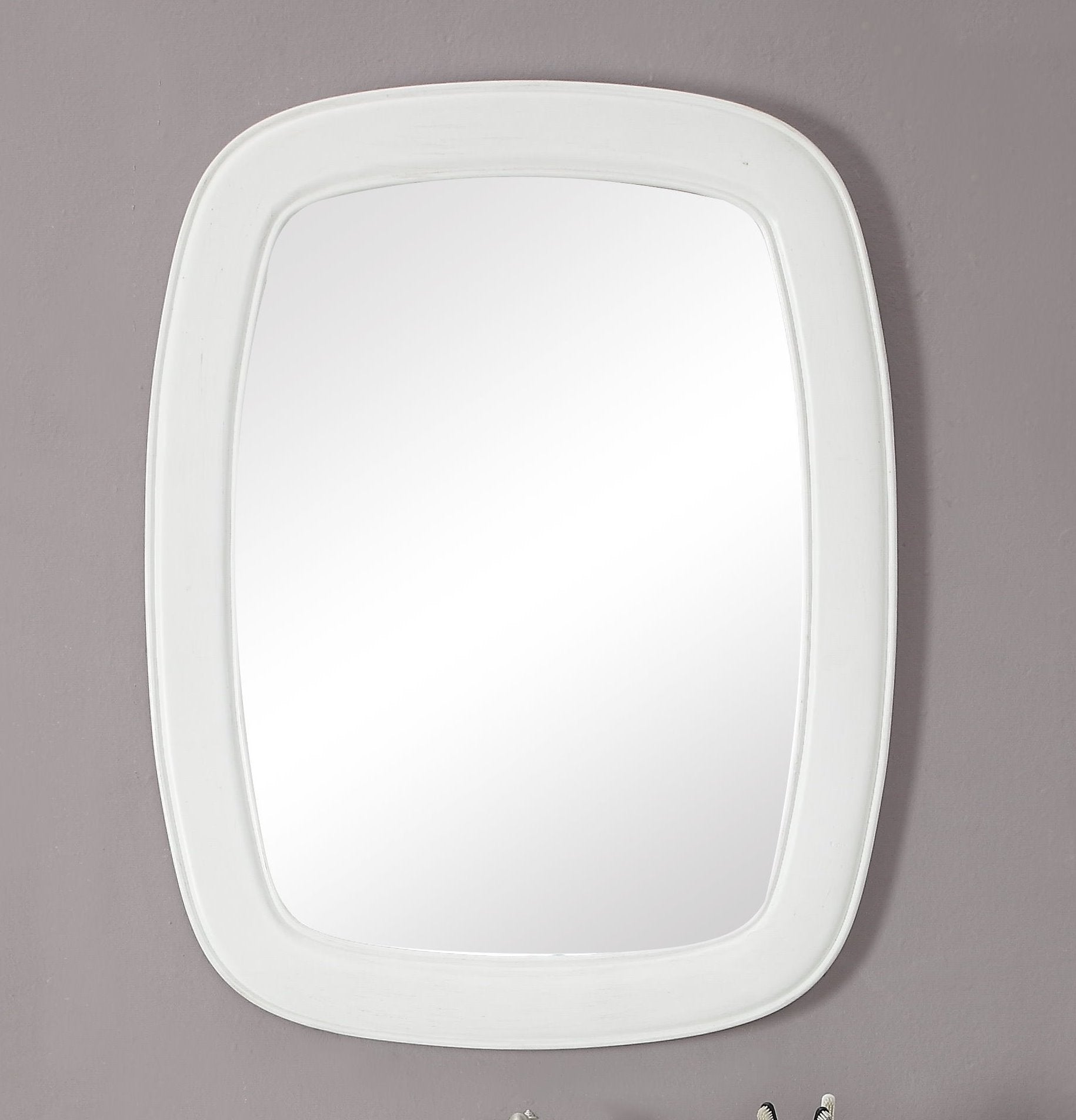 Chans Furniture 1033W-MIR Termoli 36-Inch White Frame Modern Style Wall Mirror