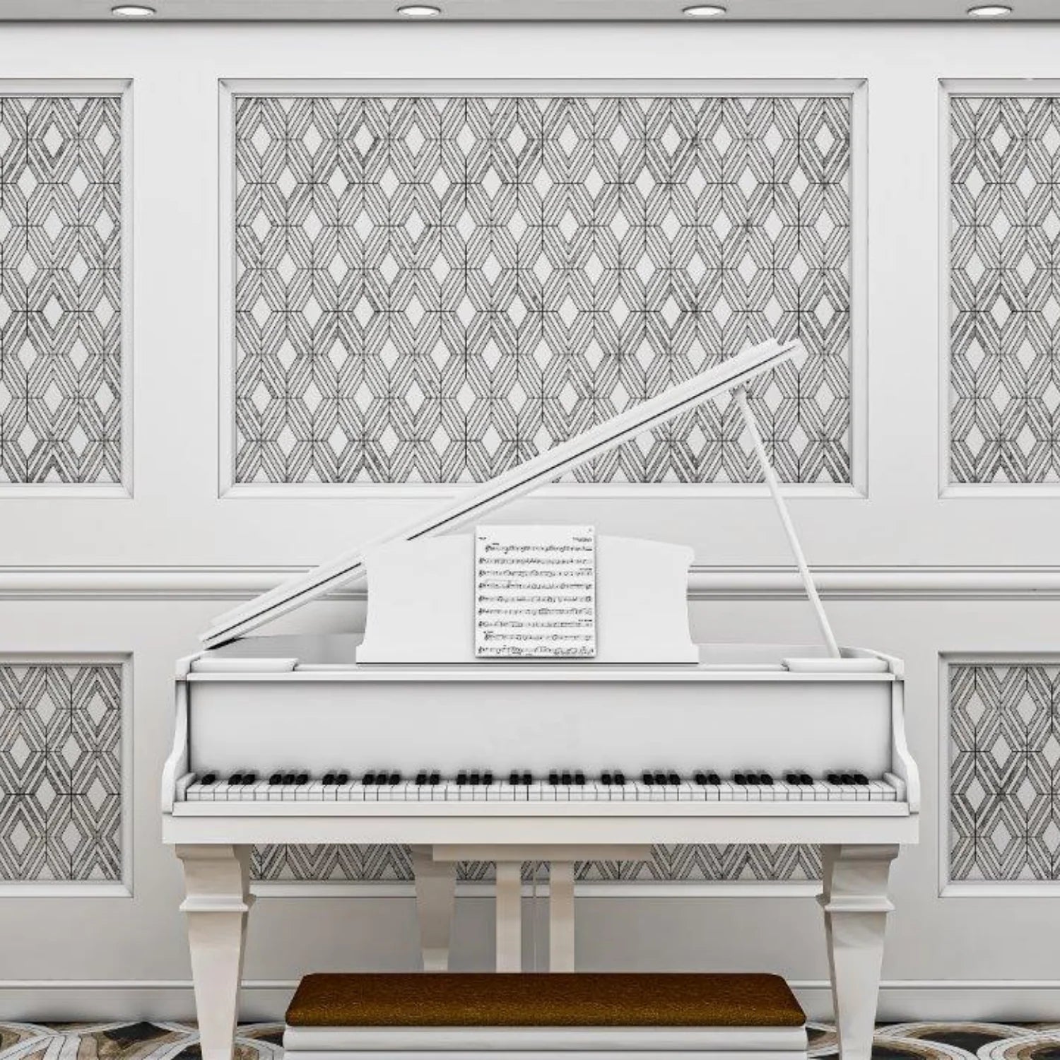 Terrano Waterjet Mosaic Dolomite and Carrara