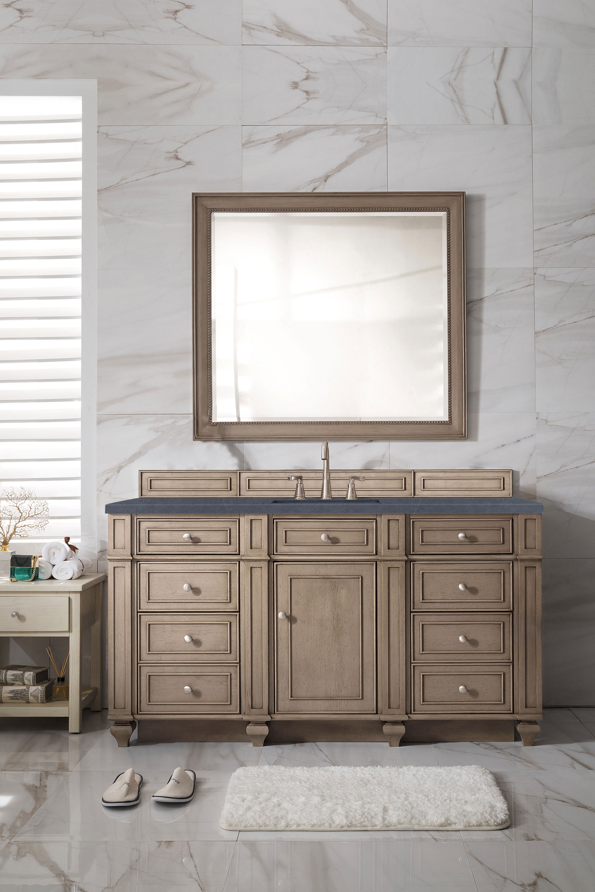James Martin Bristol 60" Single Vanity in Whitewashed Walnut with 3cm Countertop