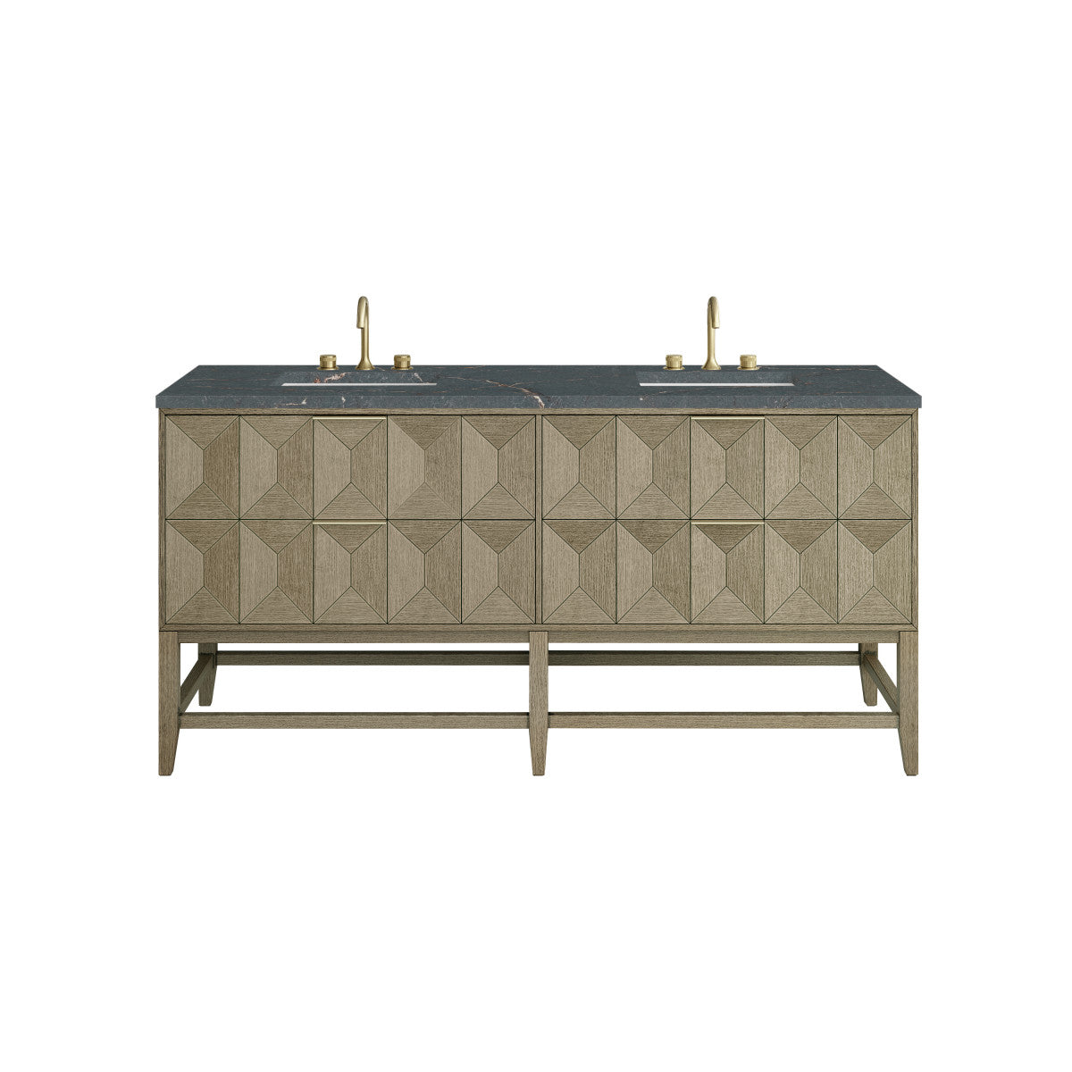 Emmeline 72" Double Vanity Cabinet, Pebble Oak