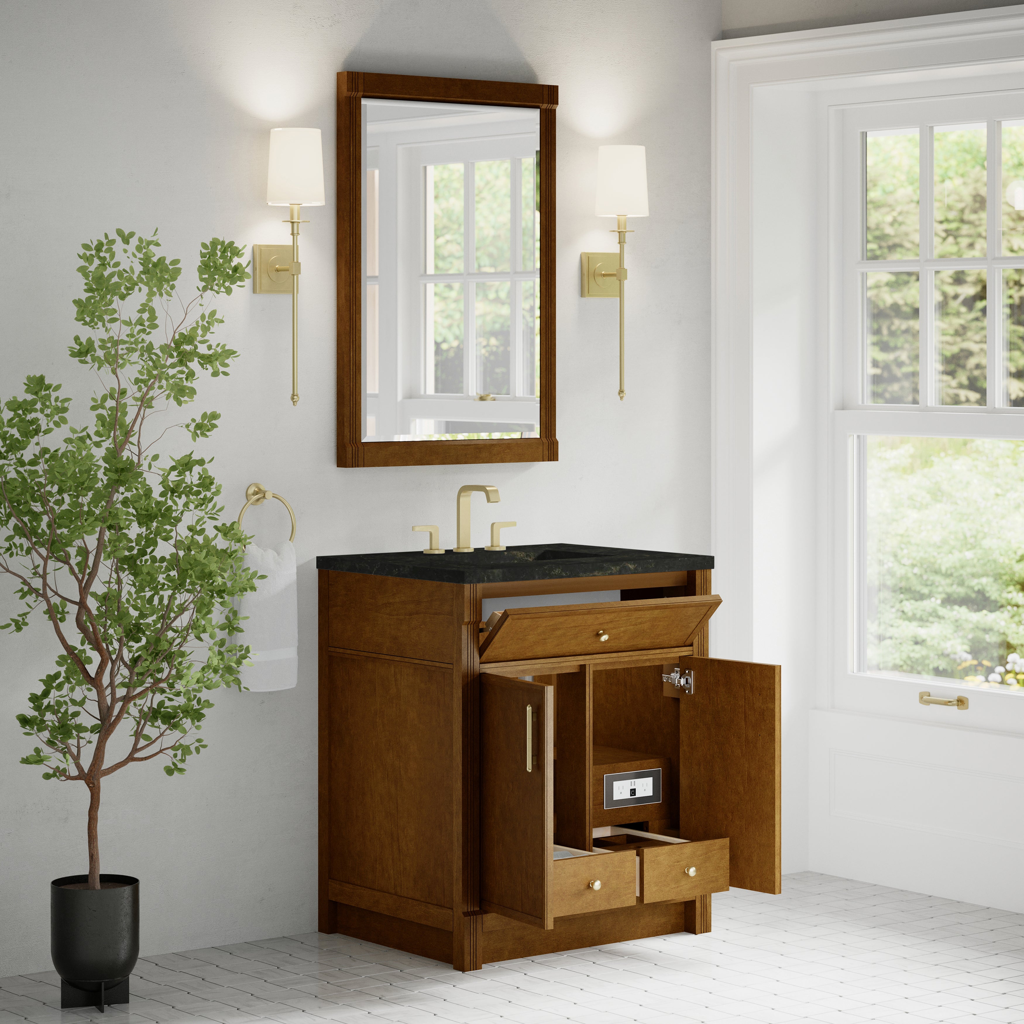 James Martin Bellshire 30" Single Vanity in Honey Oak with 3cm Countertop