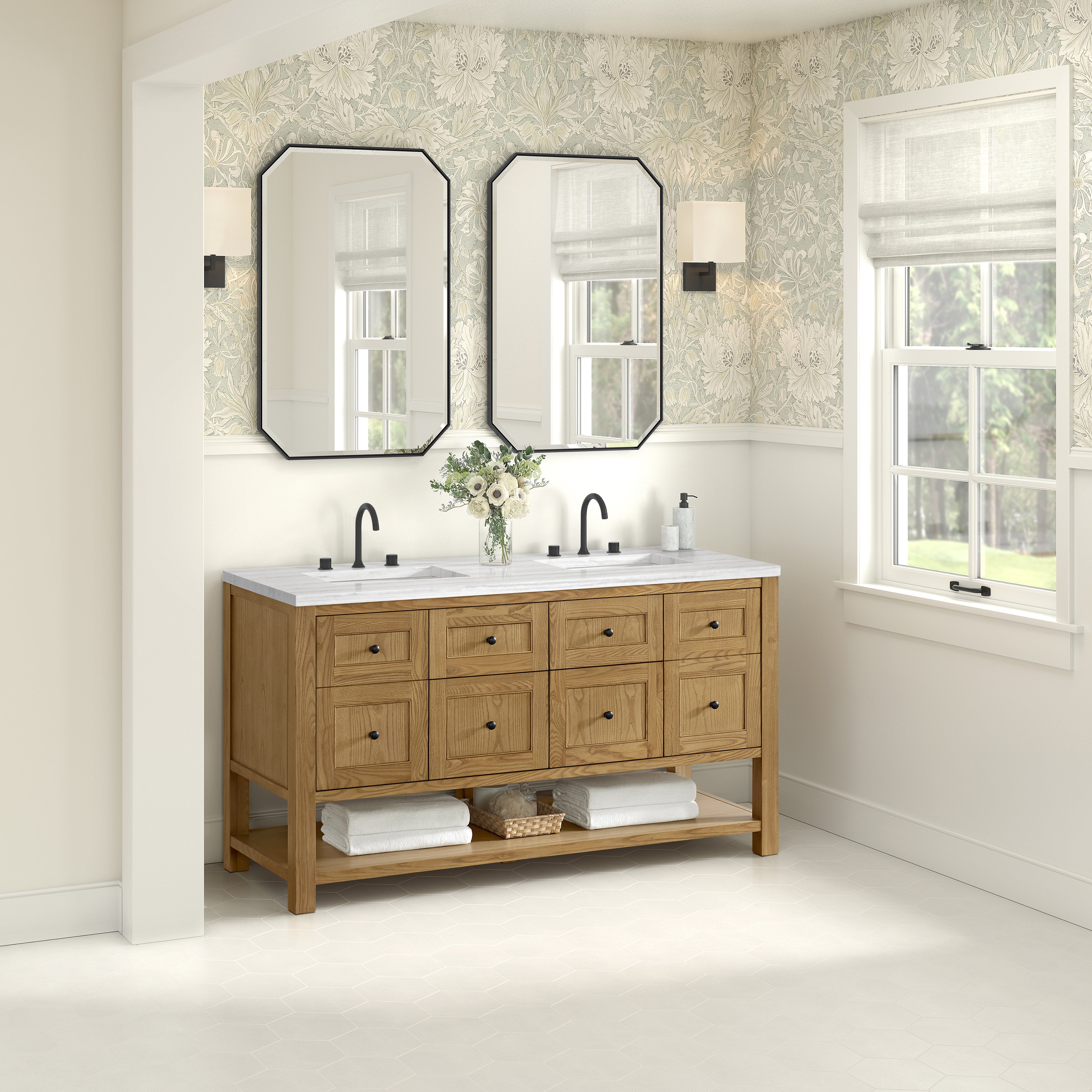 James Martin Breckenridge 60" Double Vanity in Light Natural Oak with 3cm Countertop