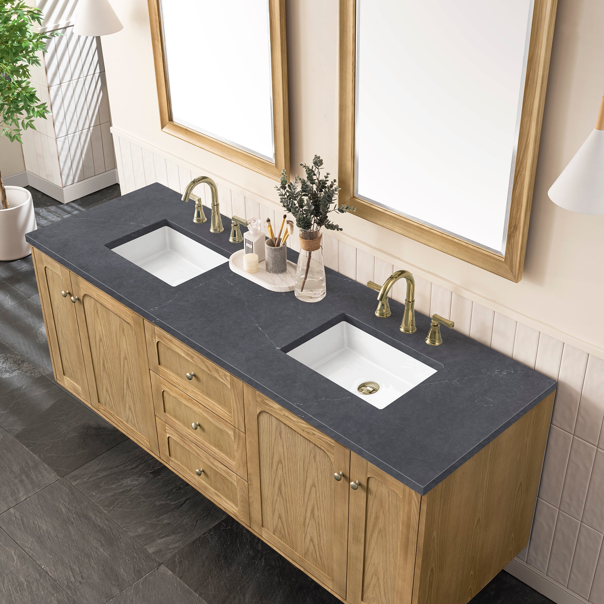 James Martin Laurent 72" Double Vanity in Light Natural Oak with 3cm Countertop