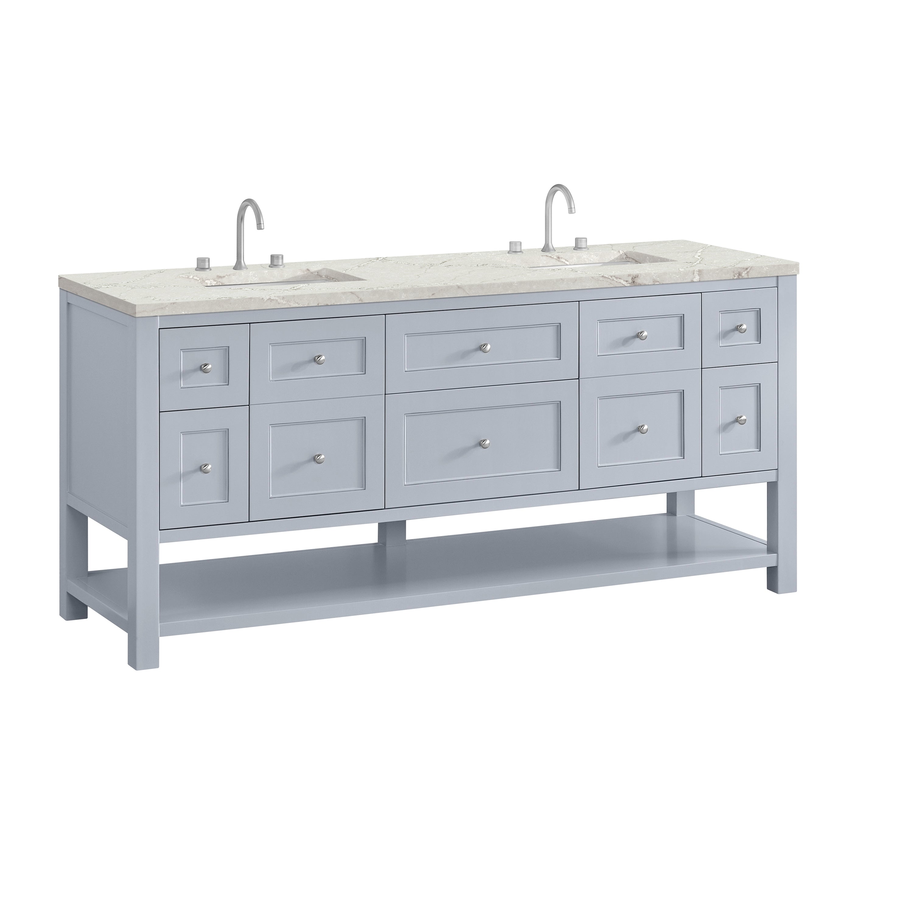 James Martin Breckenridge 72" Double Vanity in Serenity Blue with 3cm Countertop and FreePower Wireless Charger