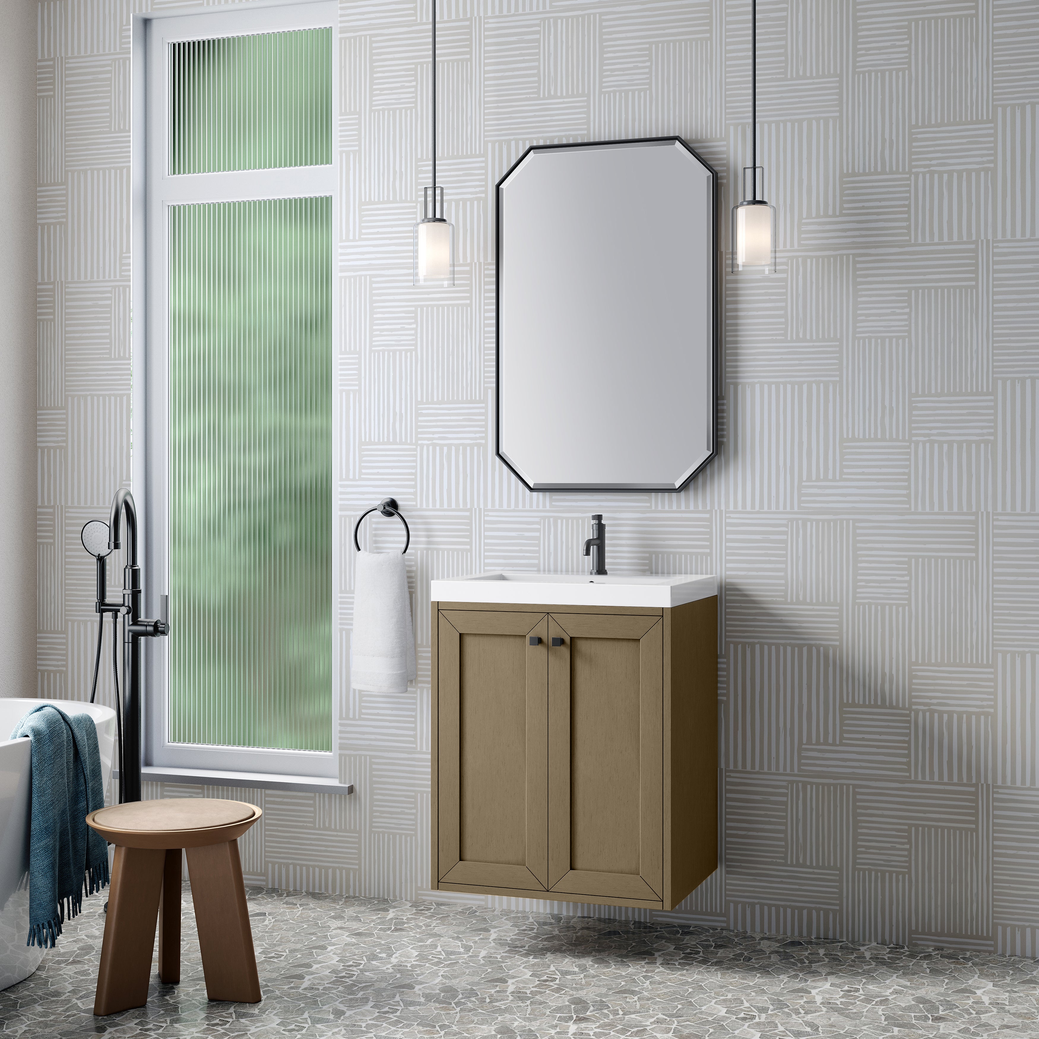 James Martin Chianti 24" Single Vanity in Glossy White with White Glossy Composite Stone Top