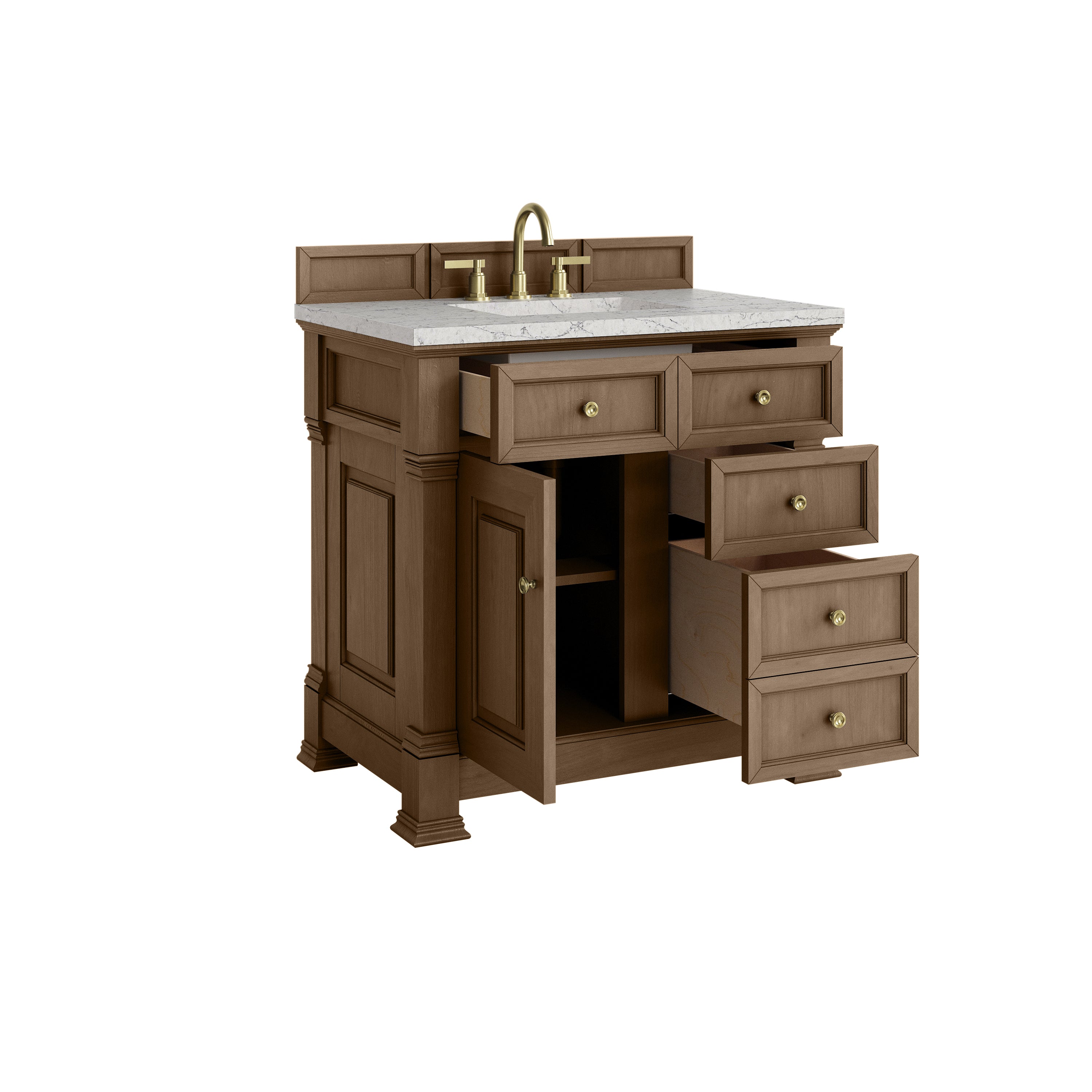 James Martin Brookfield 36" Single Vanity in Pecan with 3cm Countertop